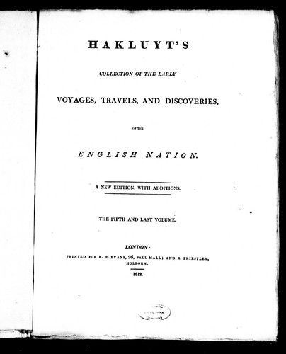 Hakluyt's Collection of the Early Voyages, Travels, and Discoveries of the English Nation
