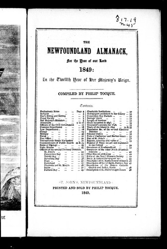 The Newfoundland Almanack, for the Year of Our Lord 1849