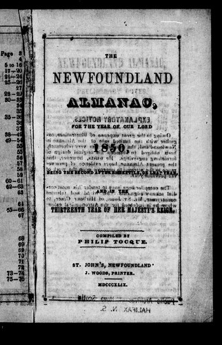 The Newfoundland Almanac, For The Year Of Our Lord 1850