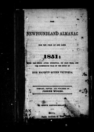 The Newfoundland Almanac, for the Year of Our Lord 1851