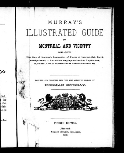 Murray's Illustrated Guide to Montreal and Vicinity