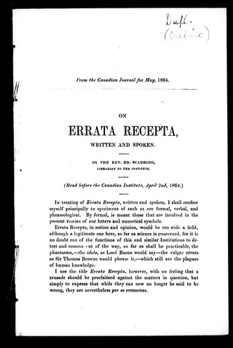 On Errata Recepta, Written and Spoken