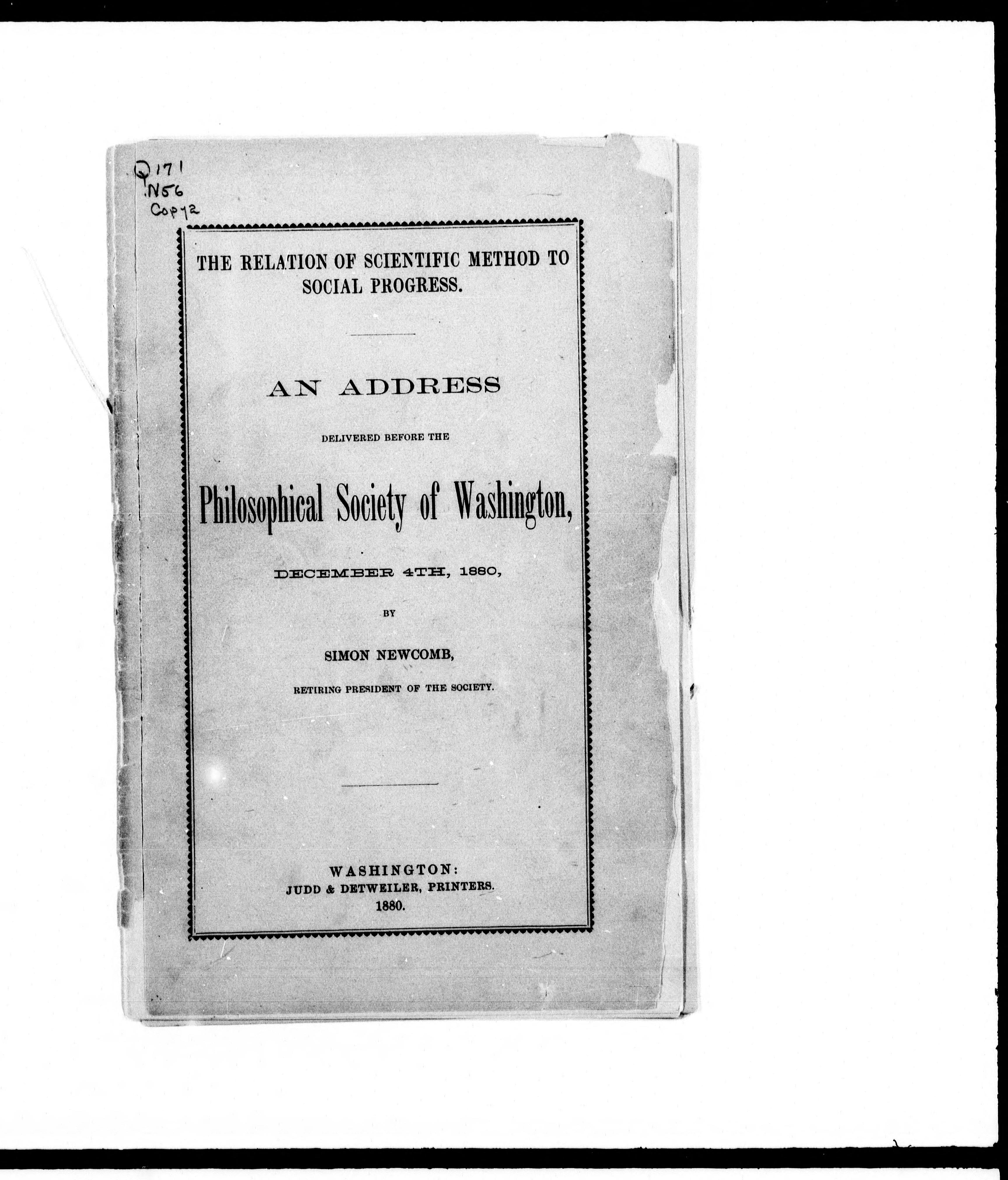 The Relation of Scientific Method to Social Progress