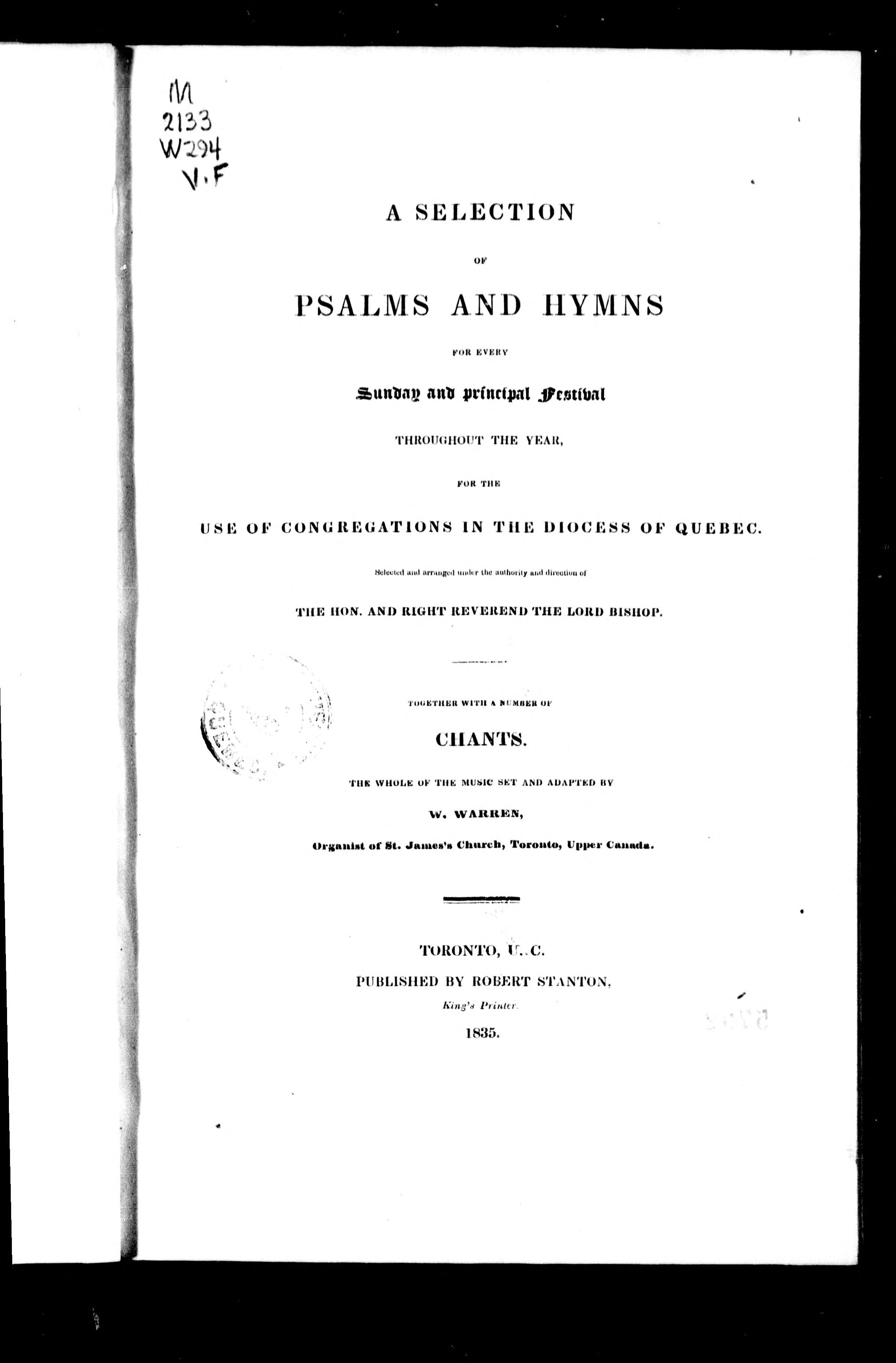A Selection of Psalms and Hymns for Every Sunday and Principal Festival Throughout the Year