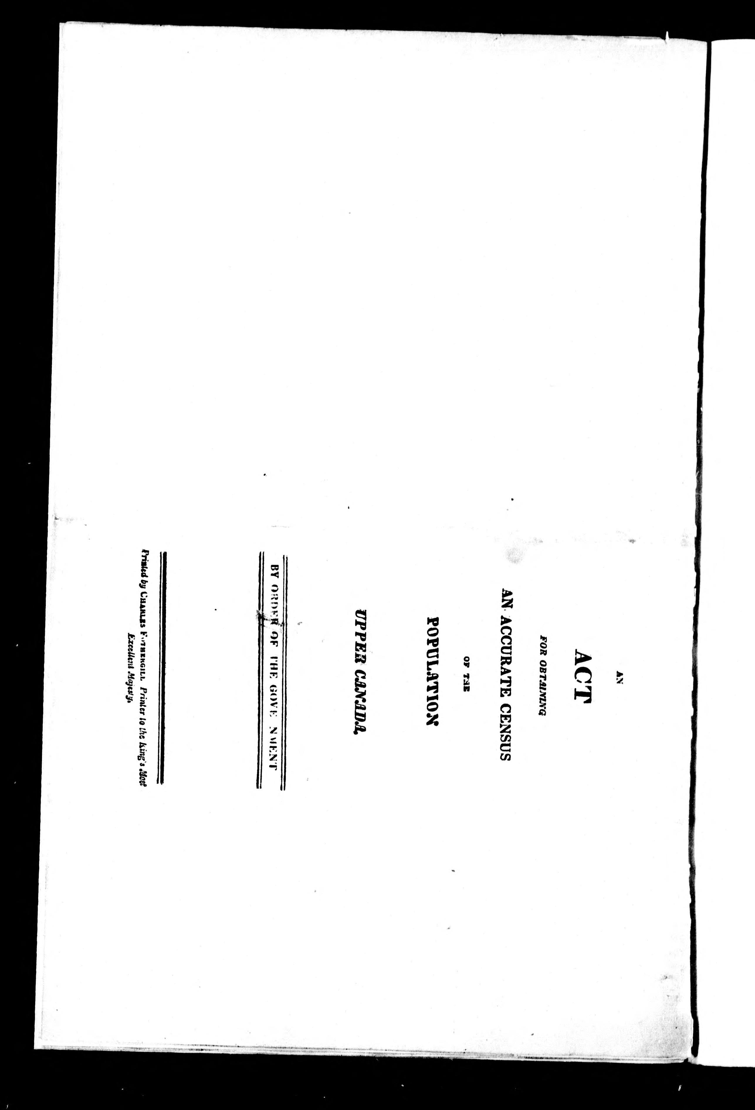 An Act for Obtaining an Accurate Census of the Population of Upper Canada
