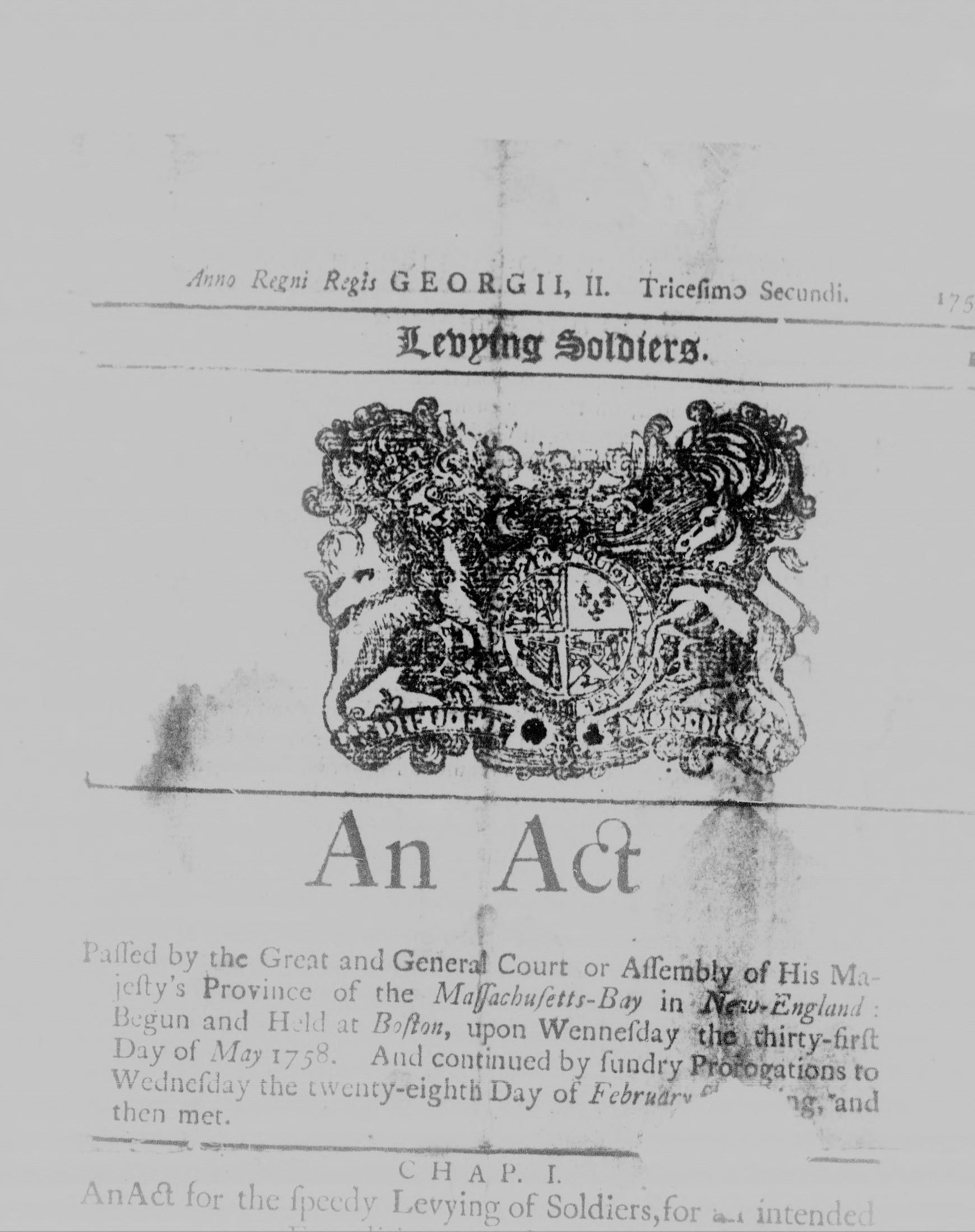 An Act Passed by the Great and General Court or Assembly of His Majesty's Province of the Massachusetts-Bay in New-England