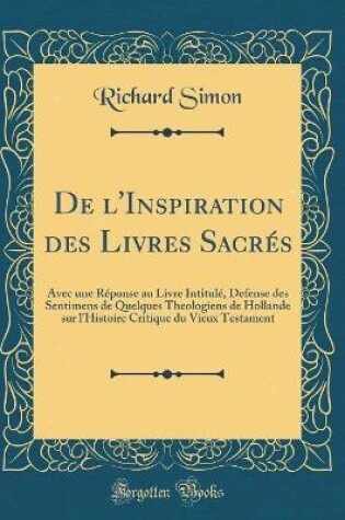 De L'Inspiration des Livres Sacrés