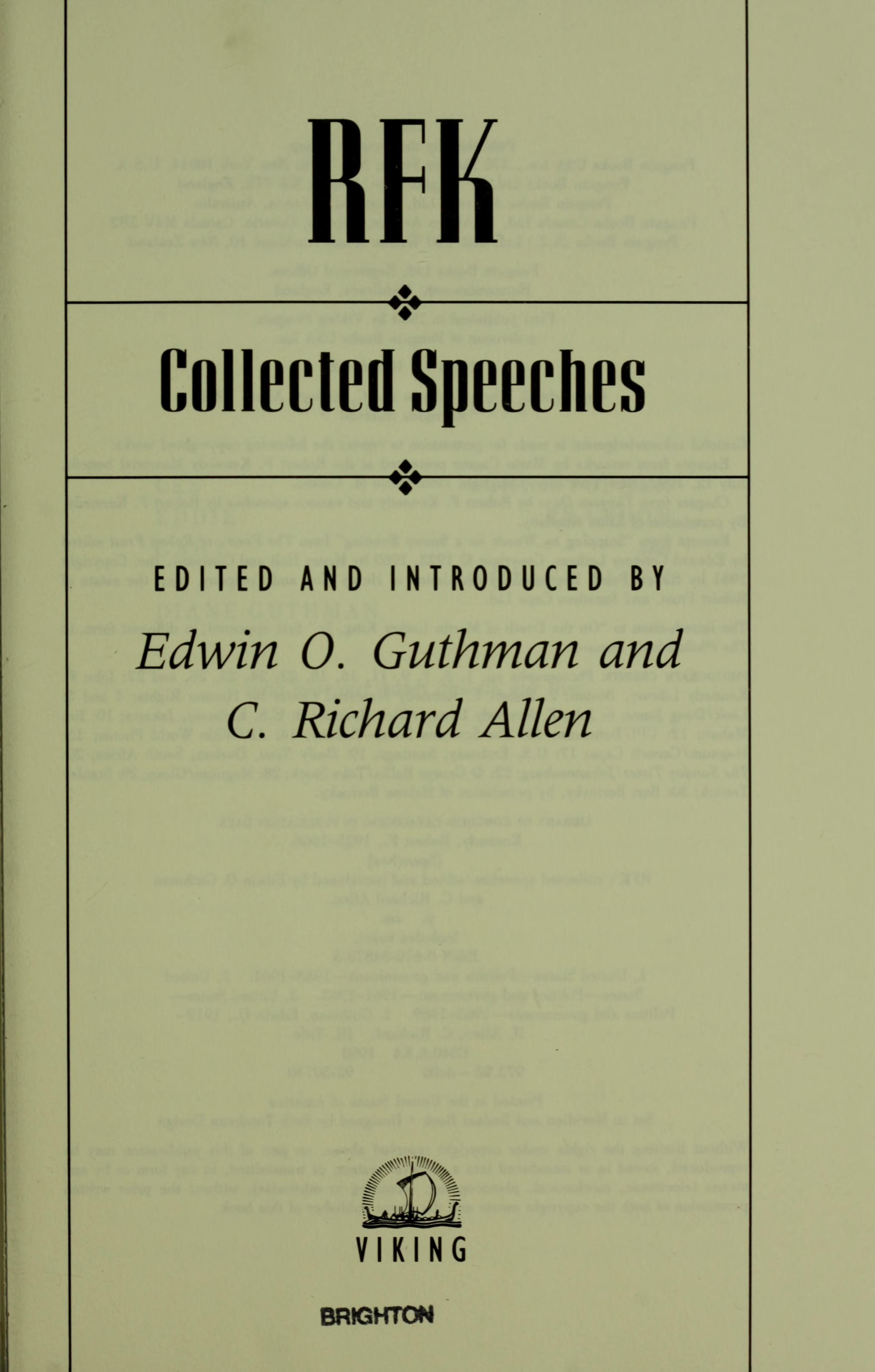 RFK: Collected Speeches