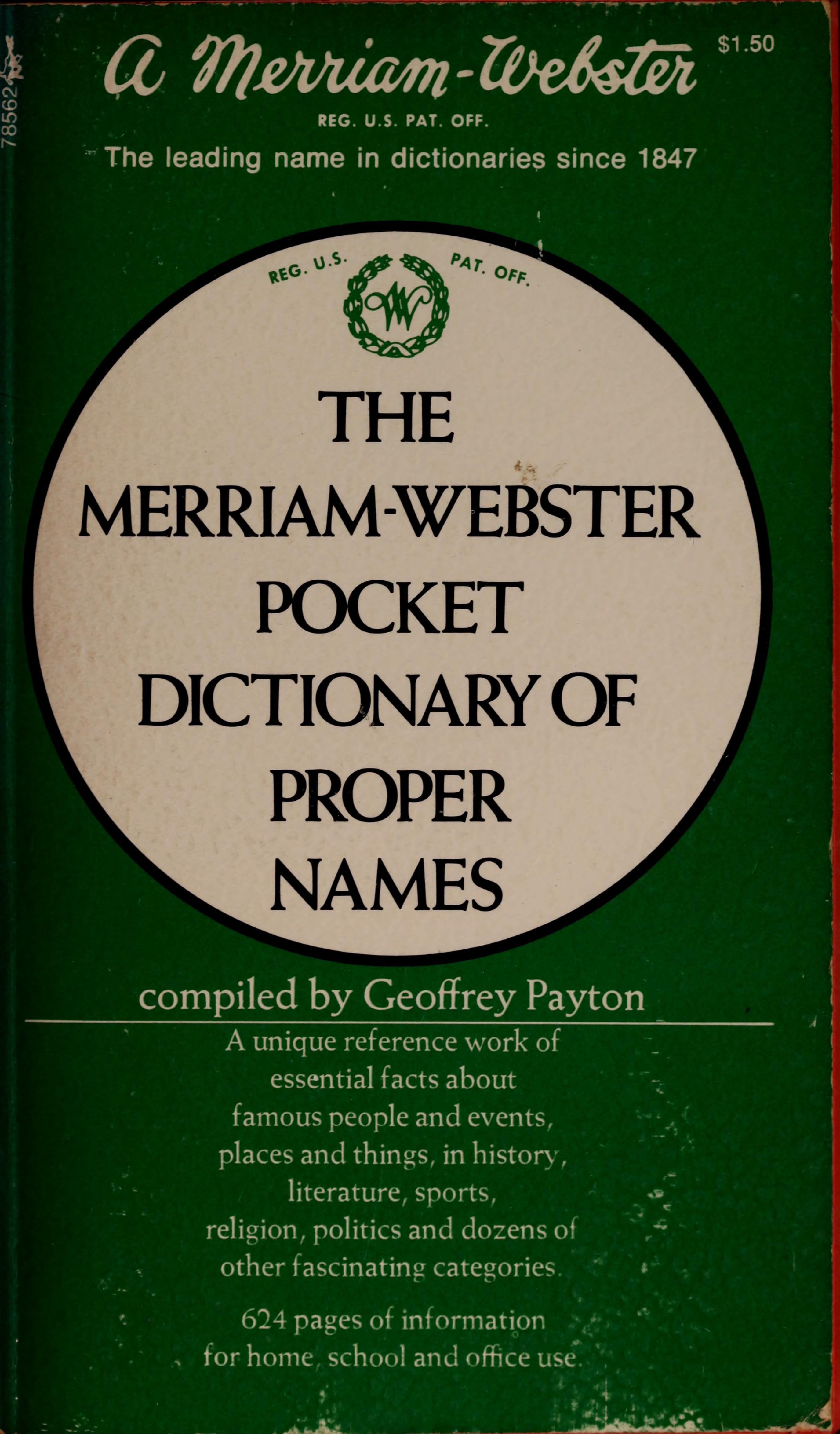 The Merriam-Webster Pocket Dictionary Of Proper Names