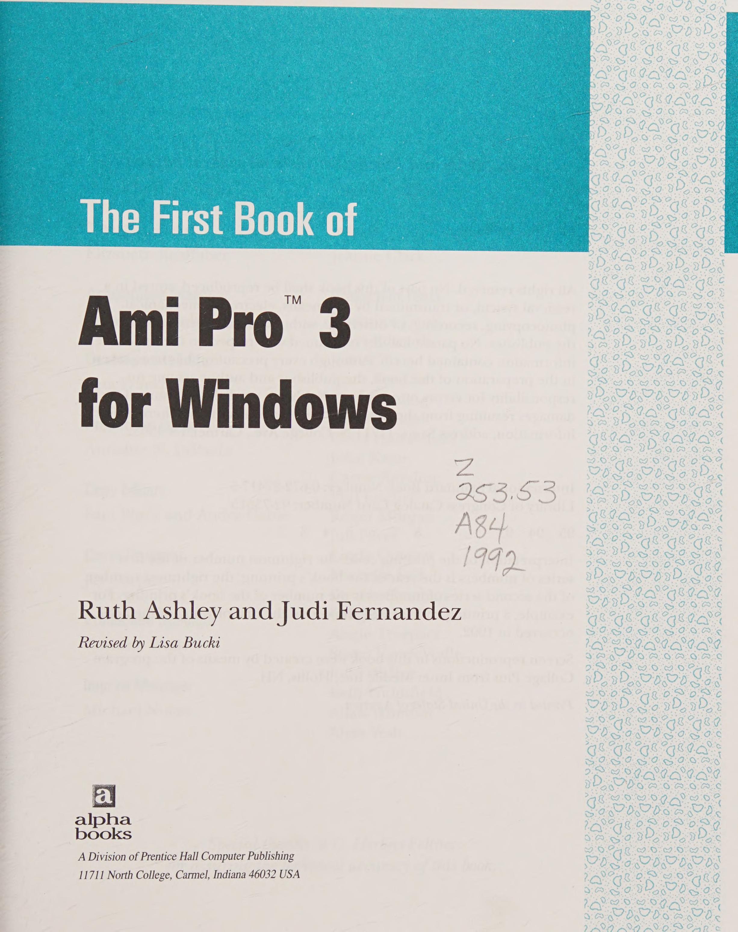 First Book of Ami Pro 3 for Windows