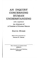 An Inquiry Concerning Human Understanding: With A Supplement, An Abstract Of A Treatise Of Human Nature