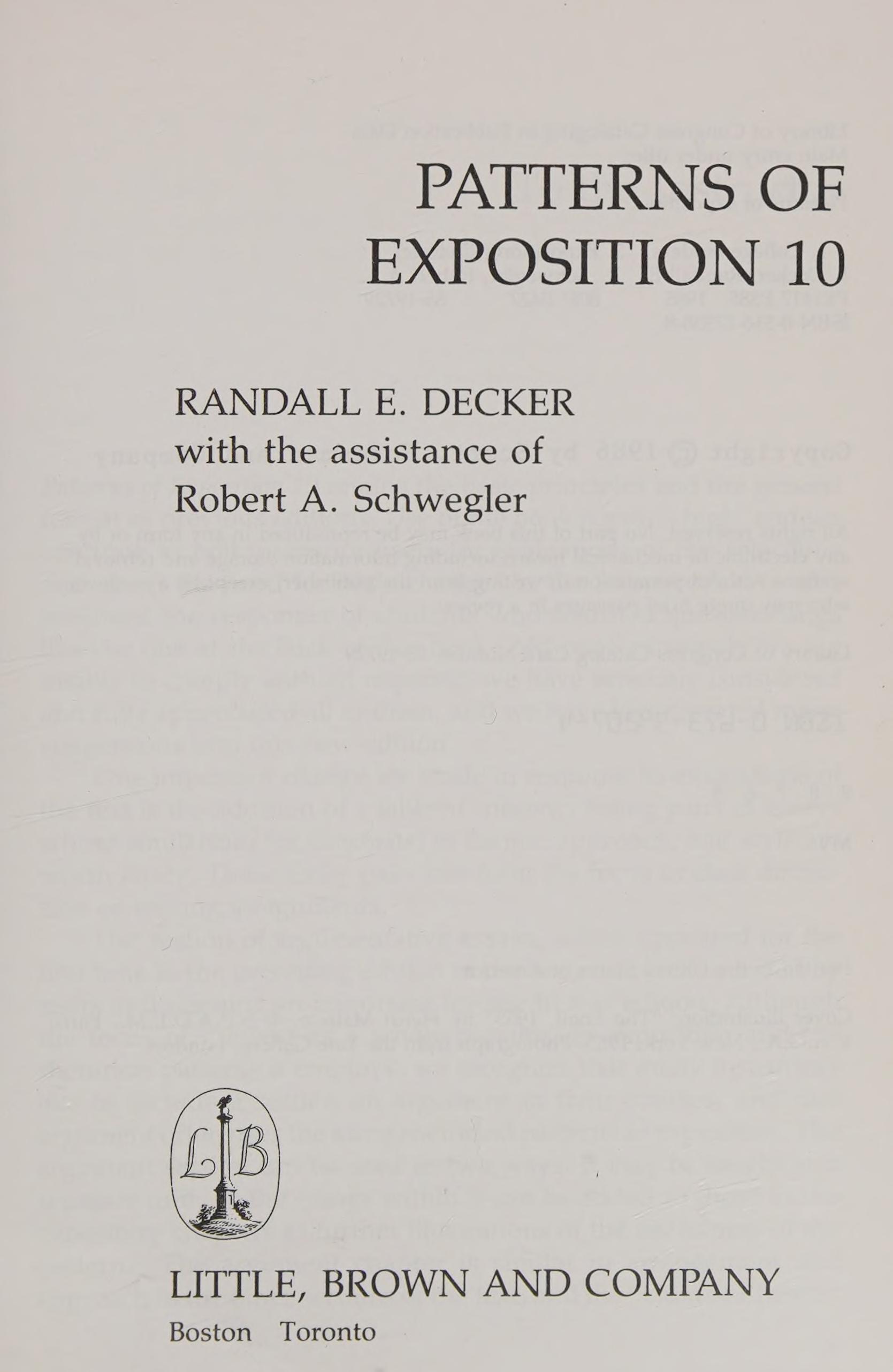 Patterns of Exposition 10e Decker s Patterns of Exposition