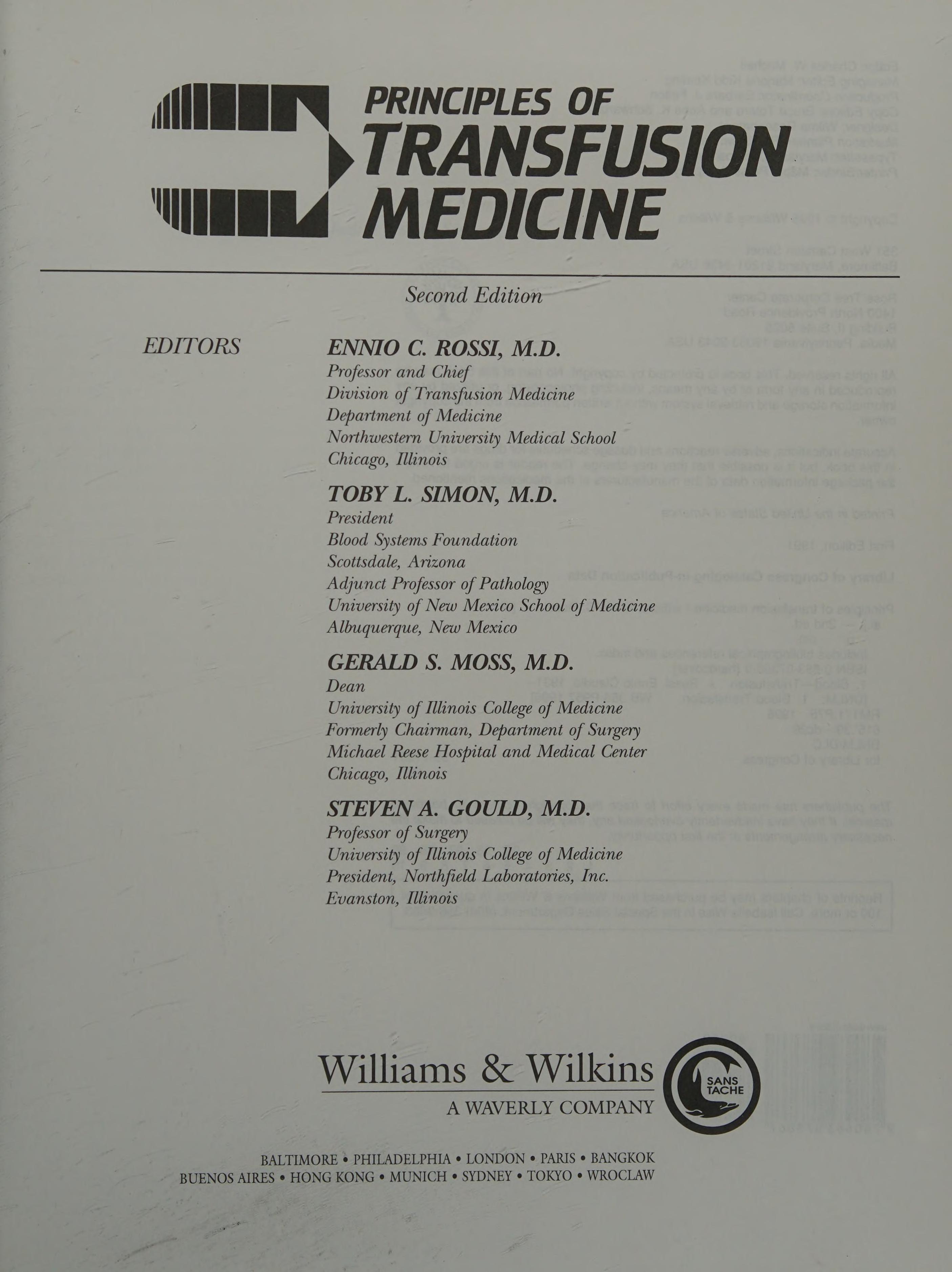 Principles Of Transfusion Medicine