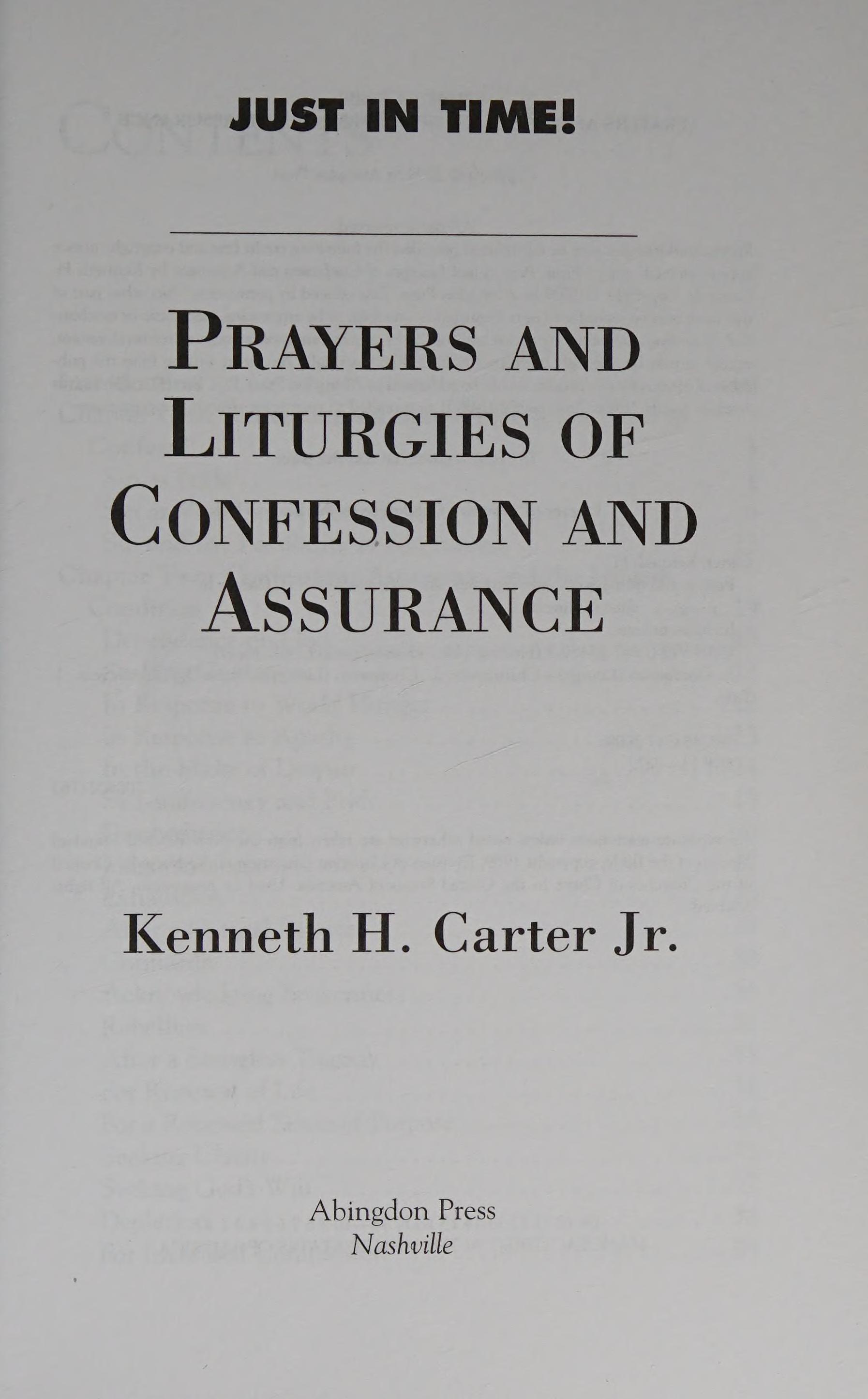 Prayers and liturgies of confession and assurance