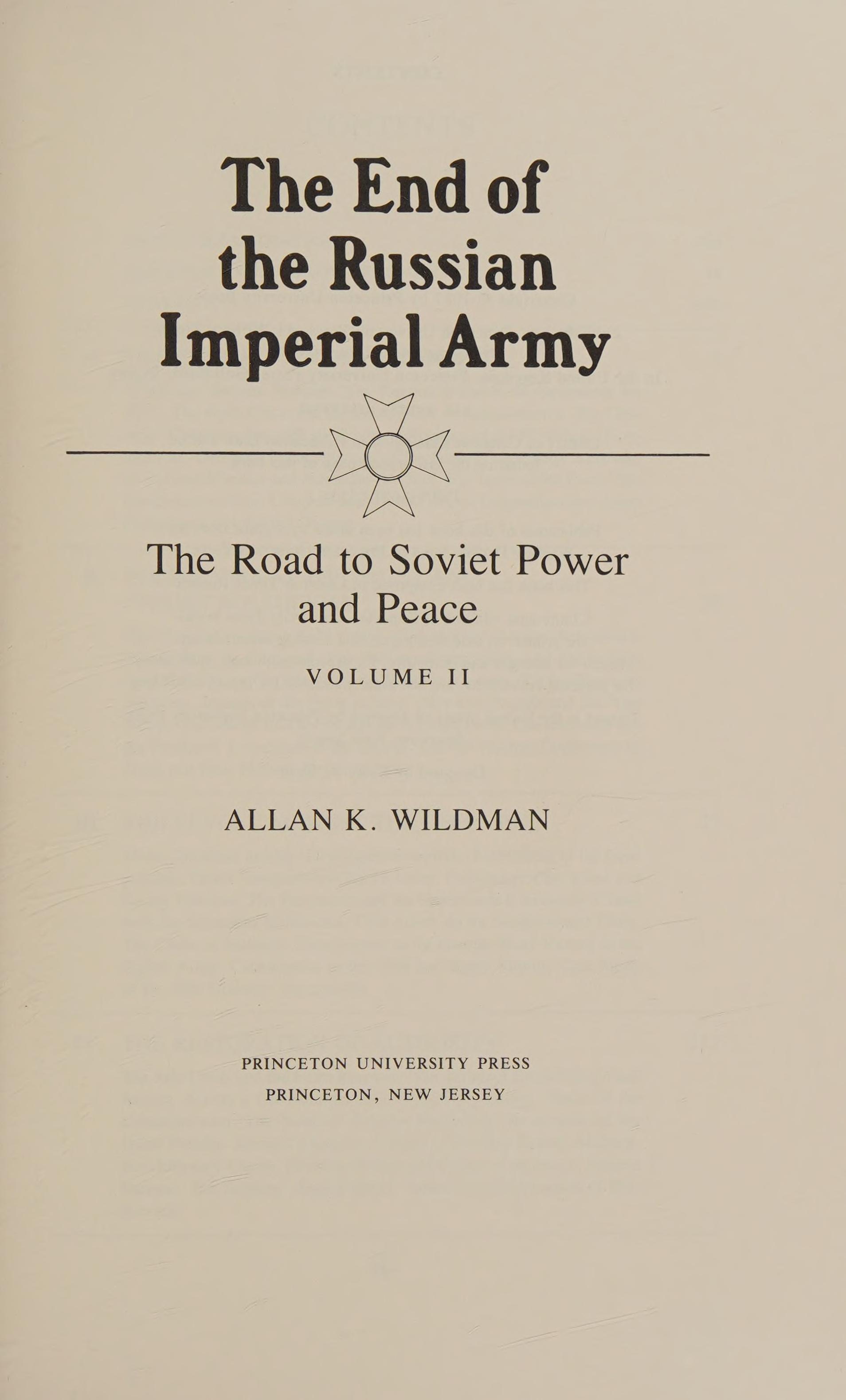 The End of the Russian Imperial Army, Volume Ii