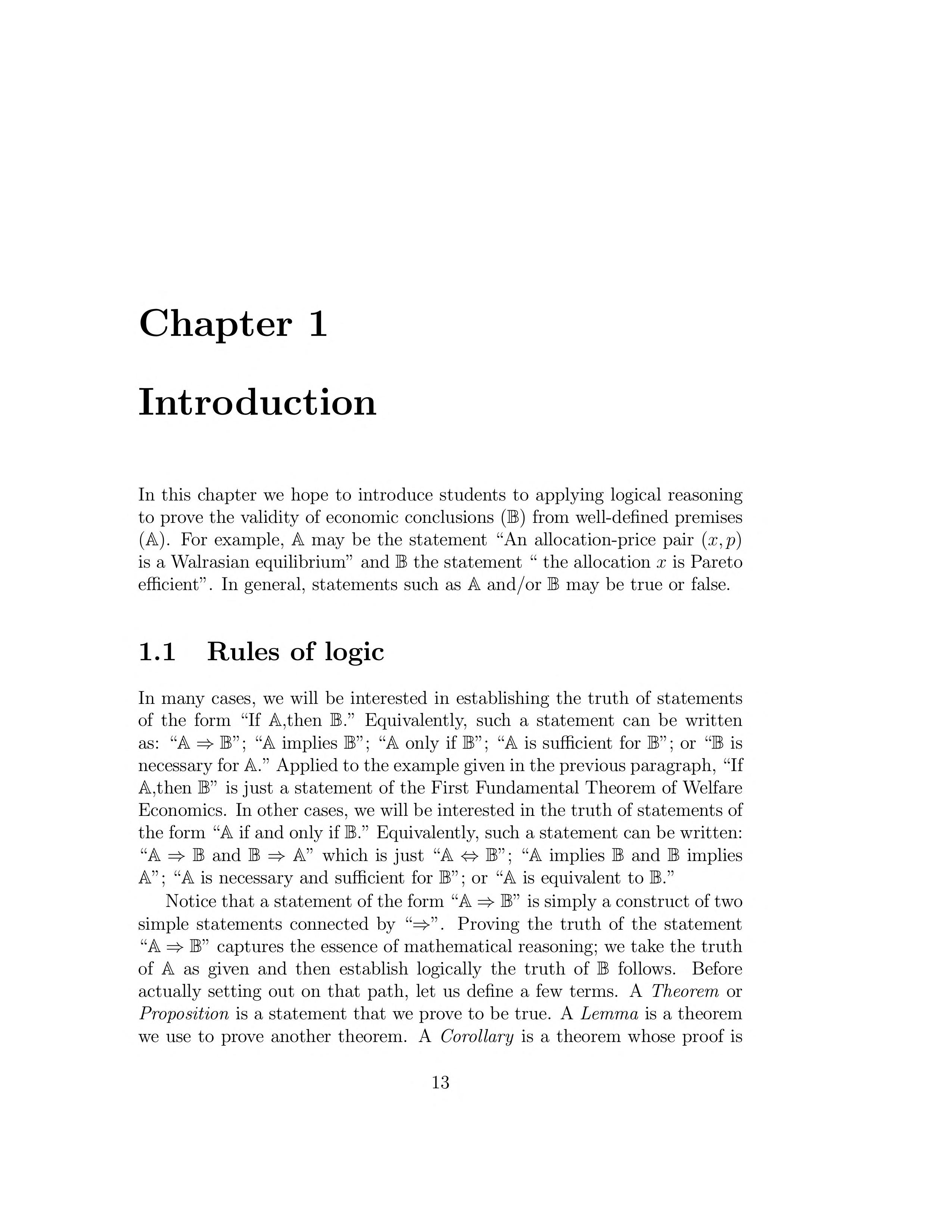 An Introduction To Mathematical Analysis For Economic Theory And Econometrics