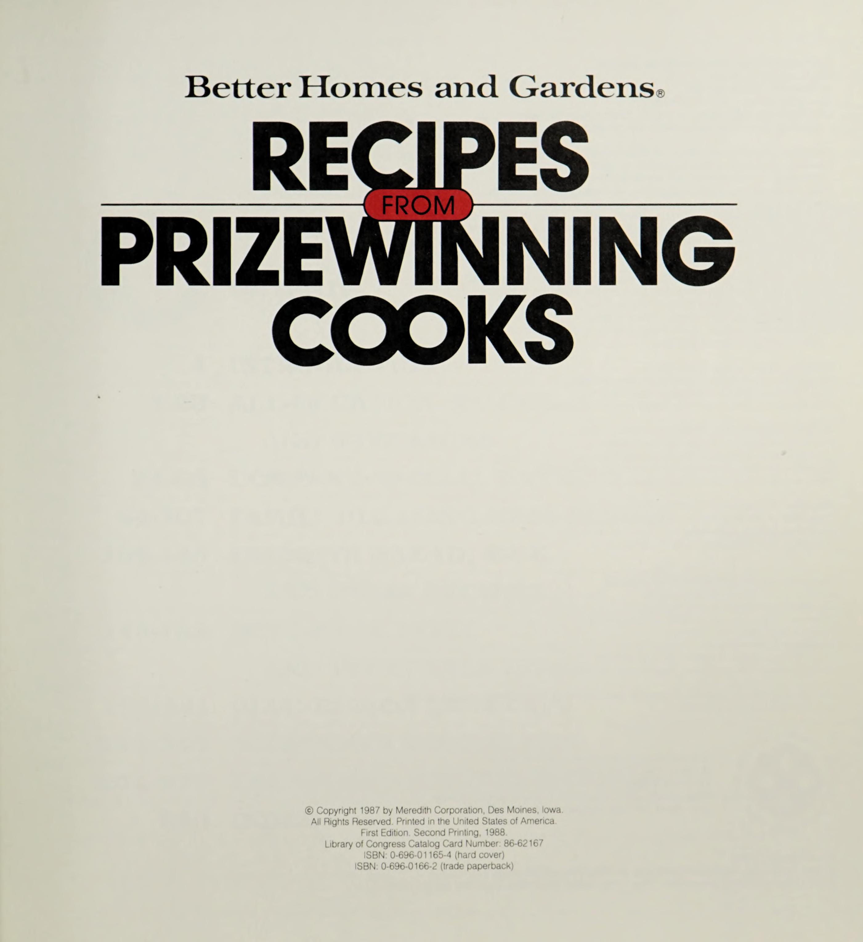 Better Homes and Gardens Recipes from Prizewinning Cooks