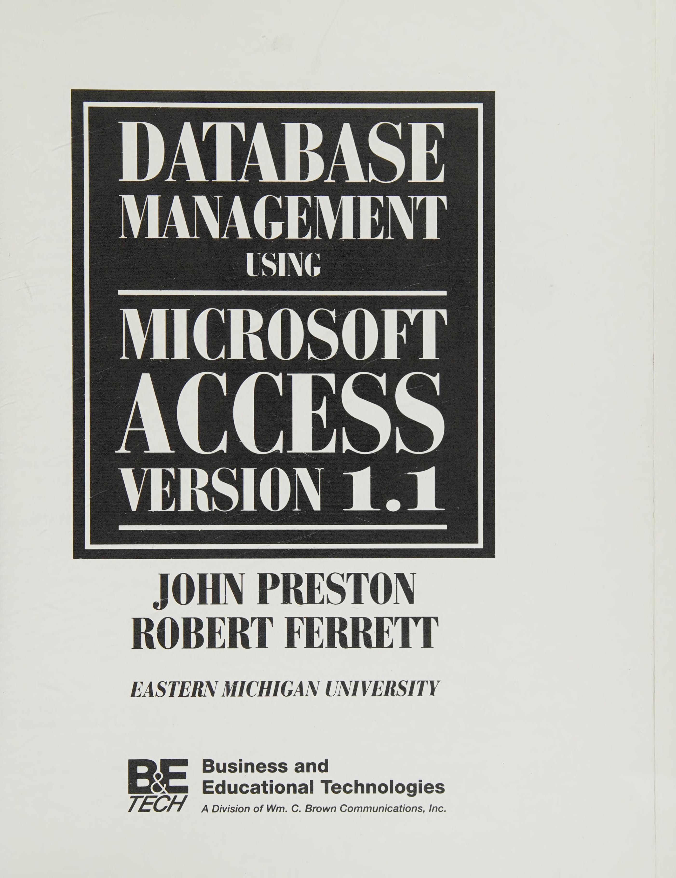 Database Management Using Microsoft Access