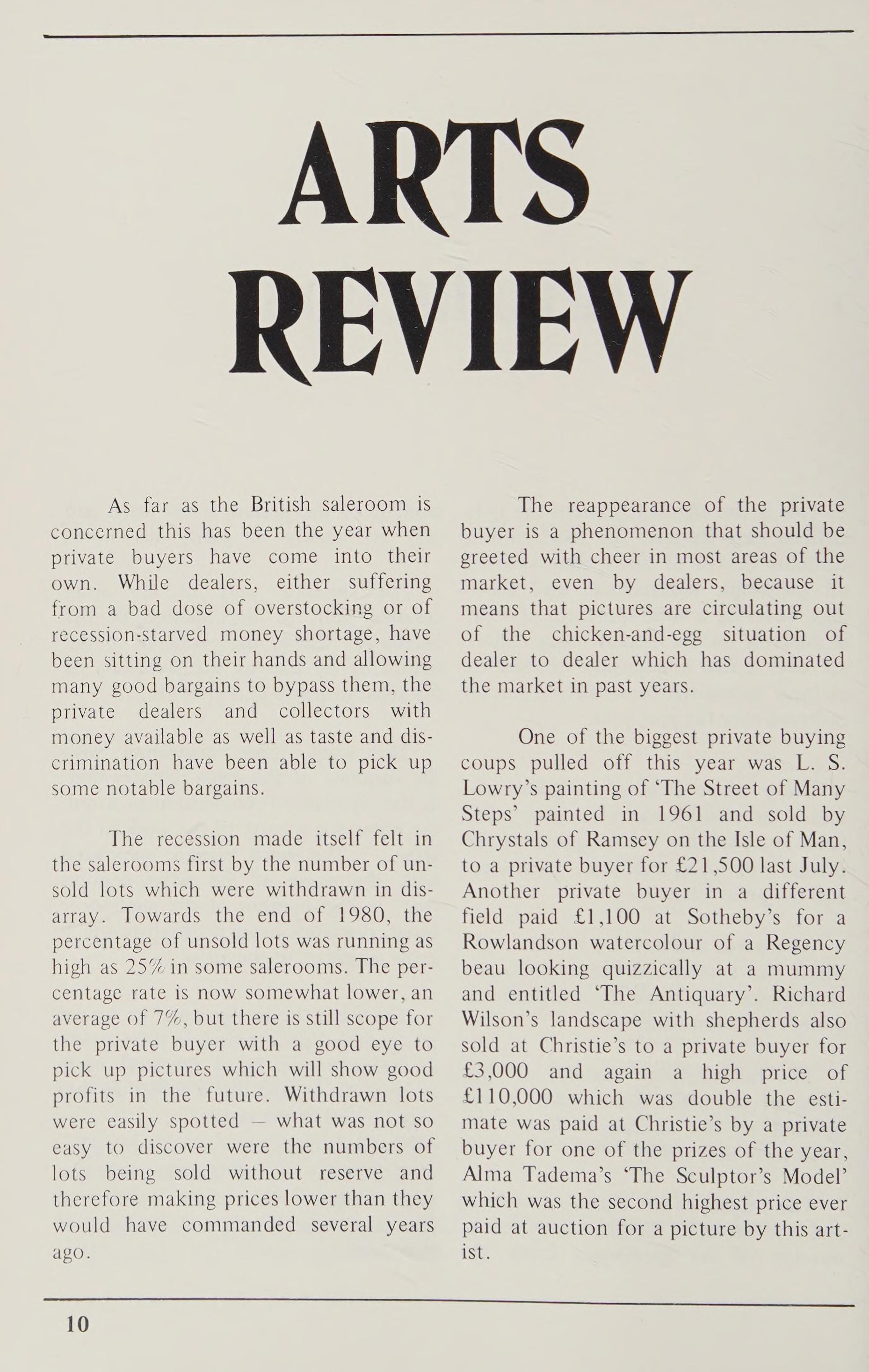 The Lyle Official Arts Review 1982