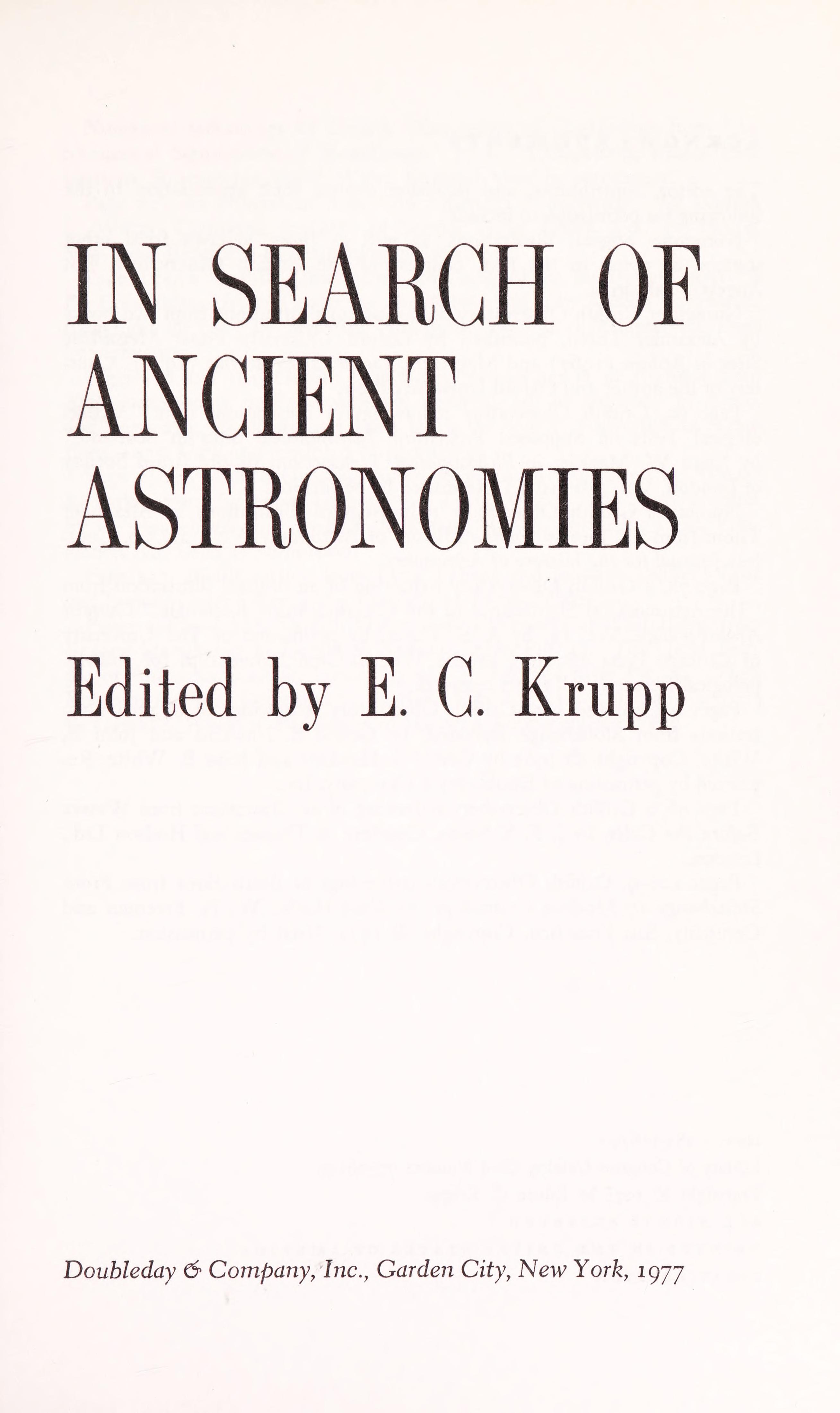 In Search of Ancient Astronomies