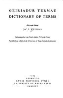 Geiriadur Termau: Dictionary Of Terms