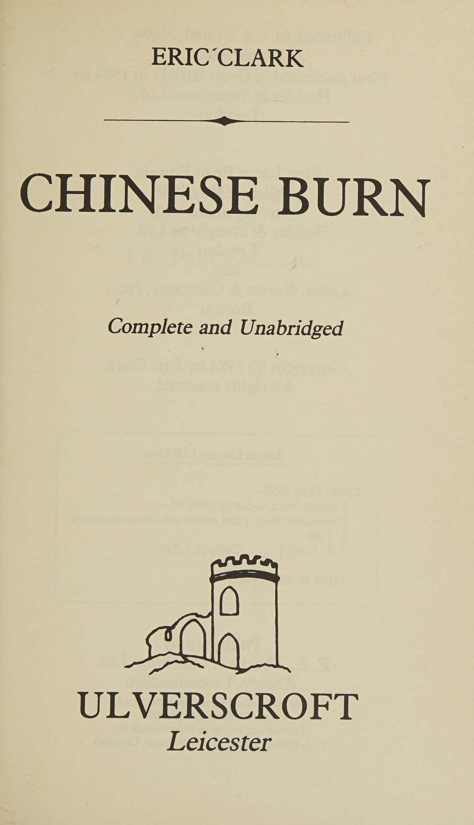 Chinese Burn [Large Print]