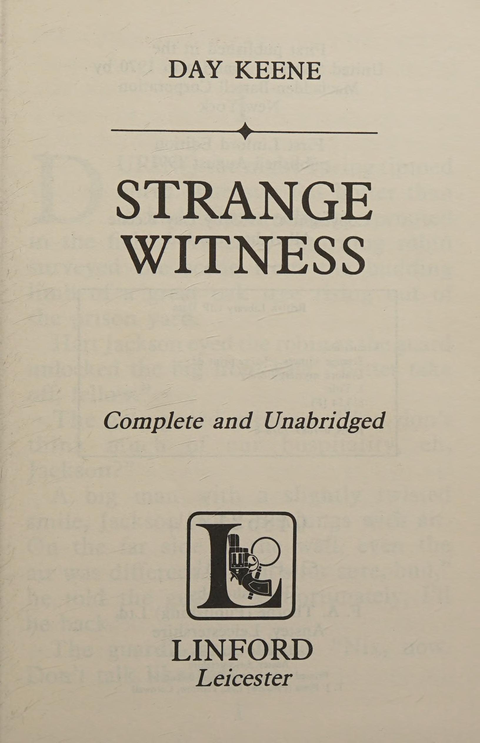 Strange Witness (Lin) (Linford Mystery Library)