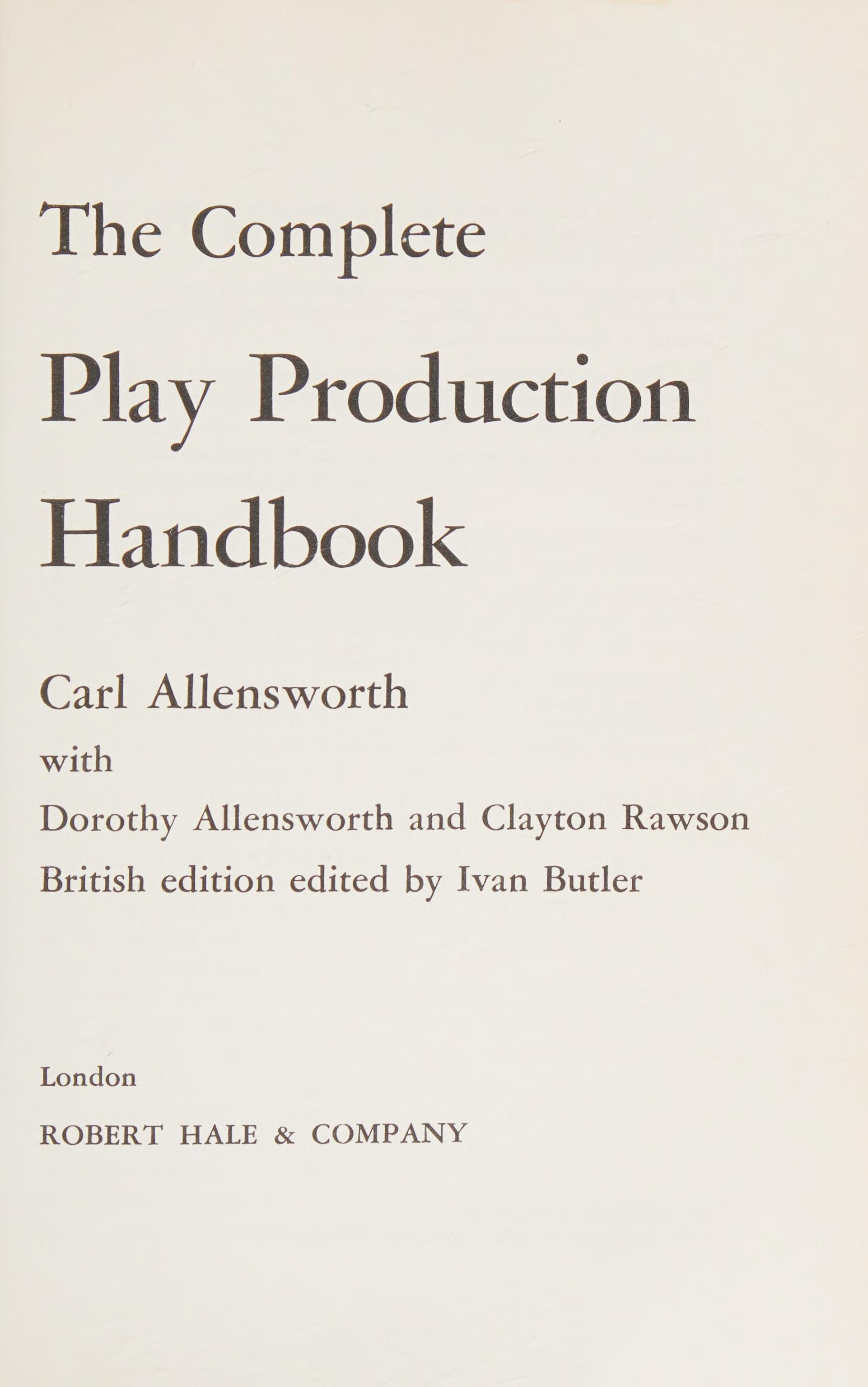 Complete Play Production Handbook