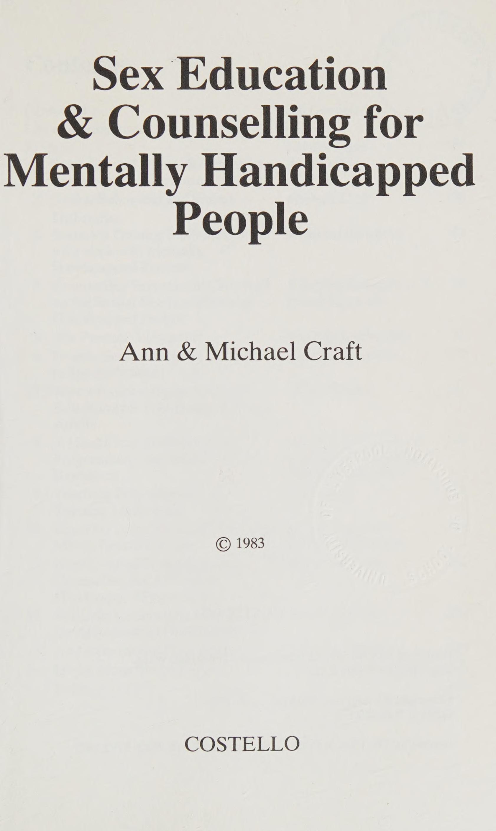 Sex education & counselling for mentally handicapped people