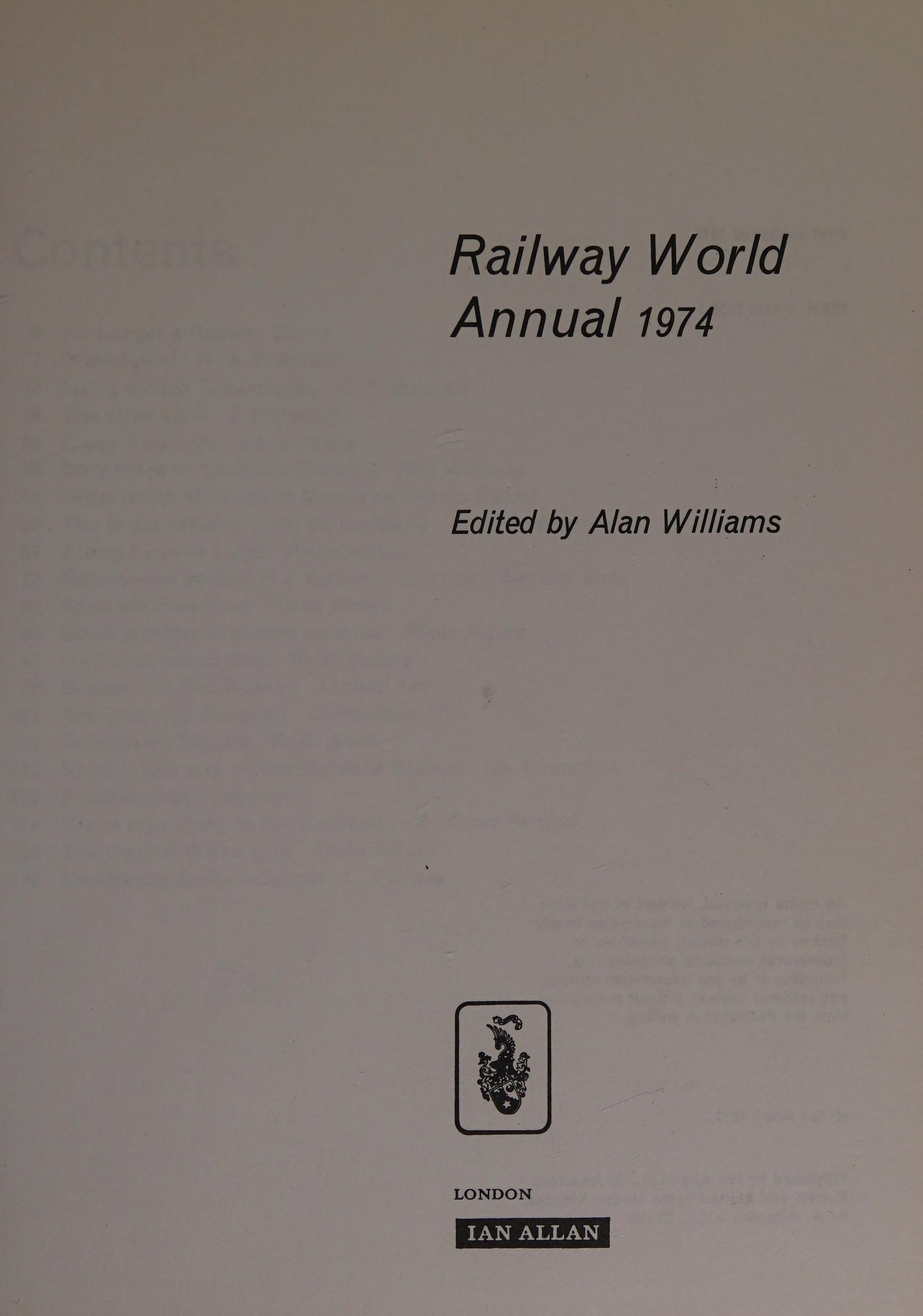 Railway World Annual 1974