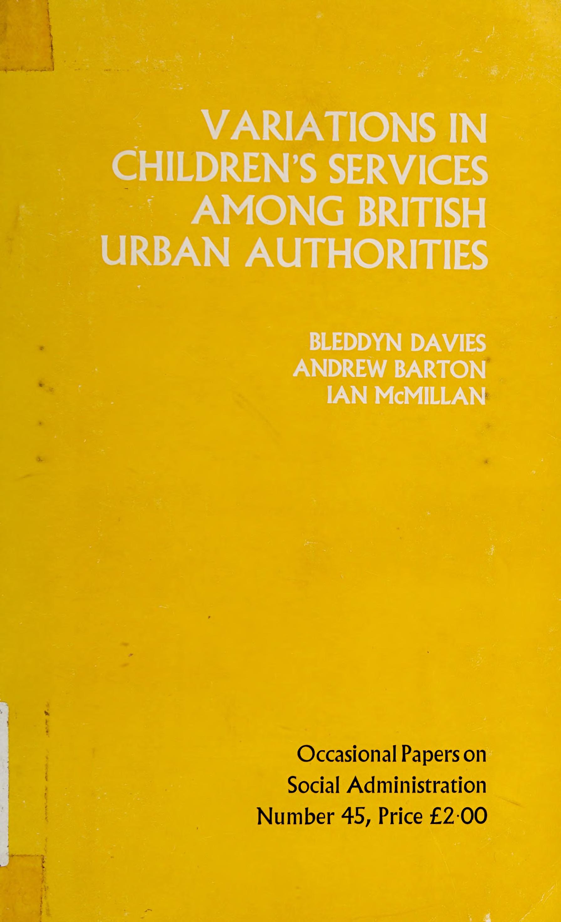 Variations in children's services among British urban authorities