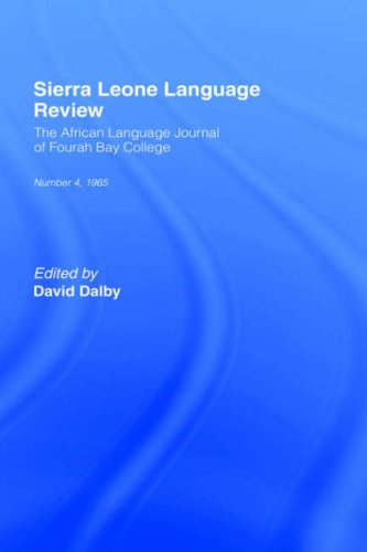 Sierra Leone Language Review: The African Language Journal Of Fourah Bay College, No. 4, 1965