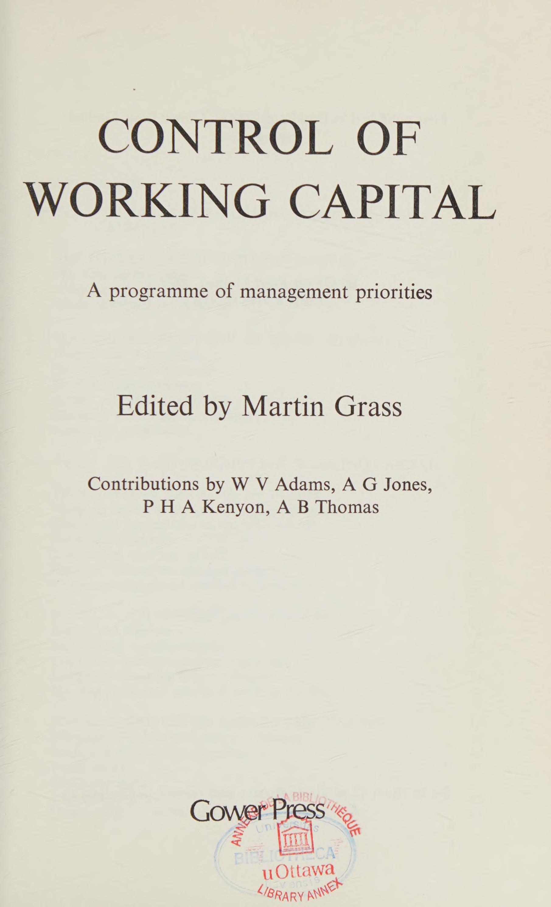 Control of Working Capital