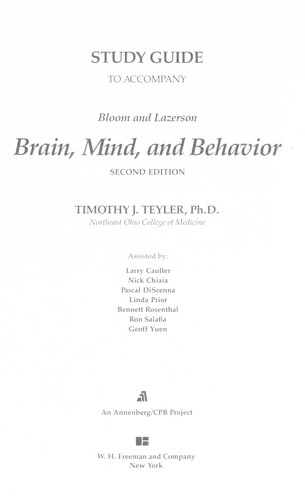 Brain, Mind And Behavior: Study Guide, Second Edition