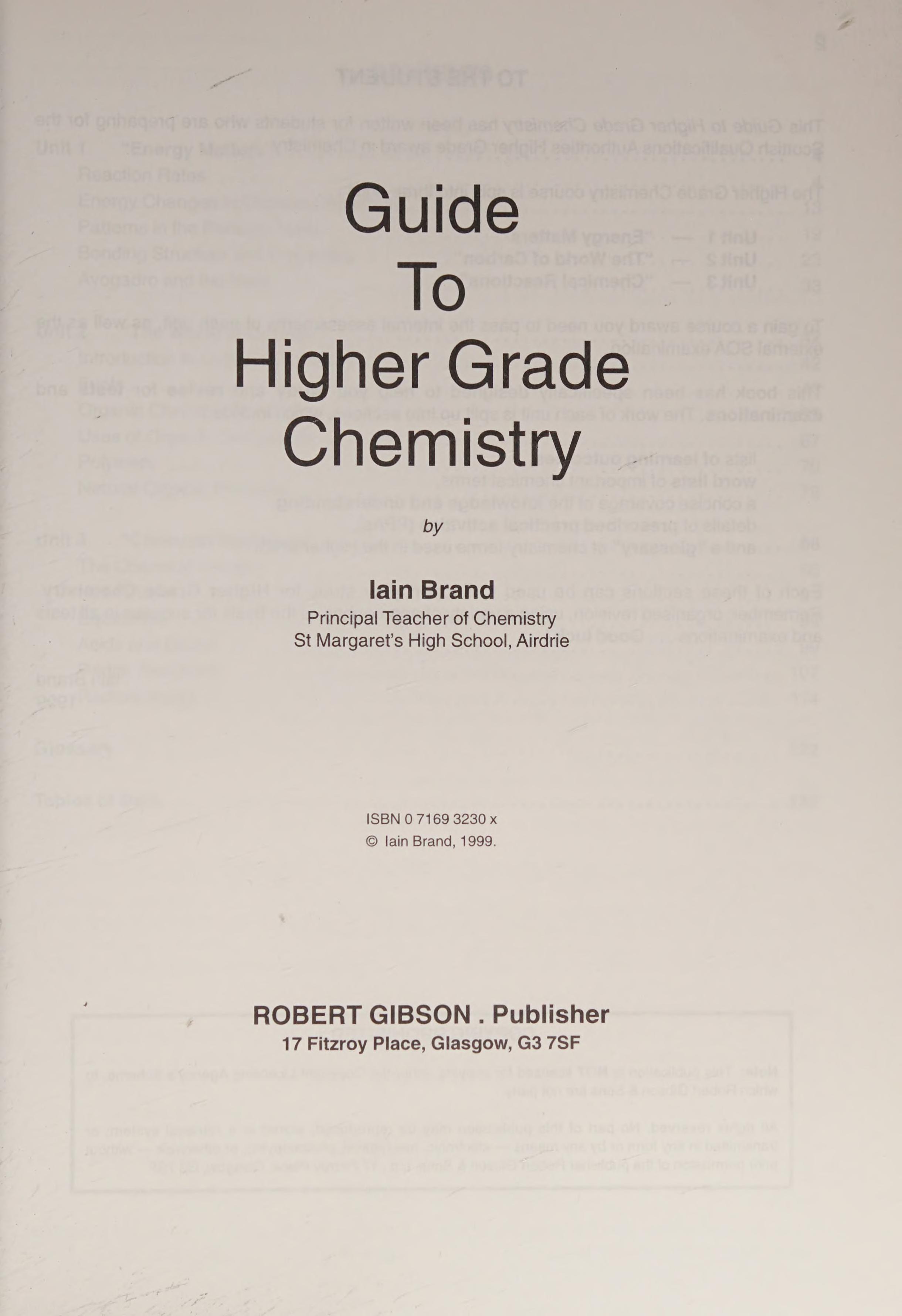 Guide to Higher Grade Chemistry
