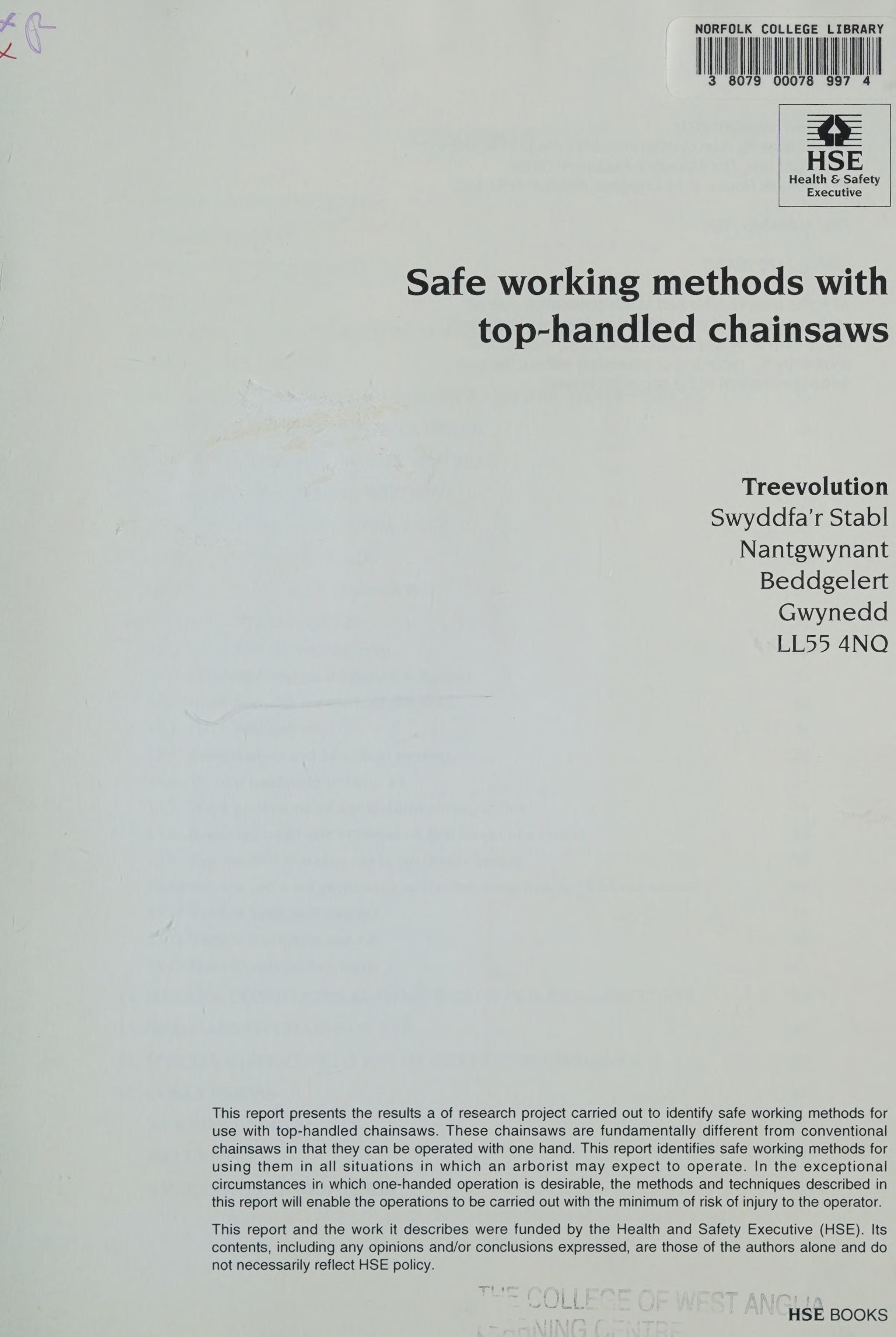 Safe Working Methods with Top-Handled Chainsaws
