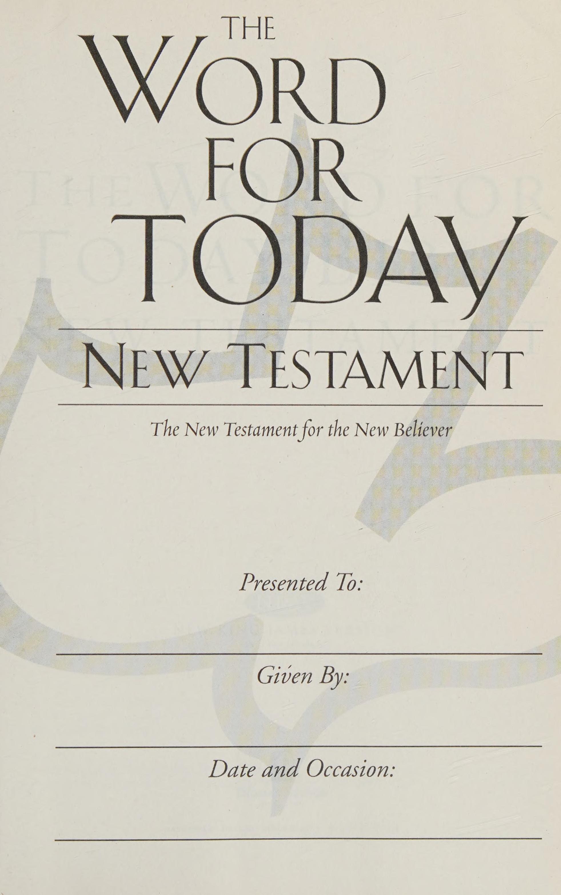 The Word for Today