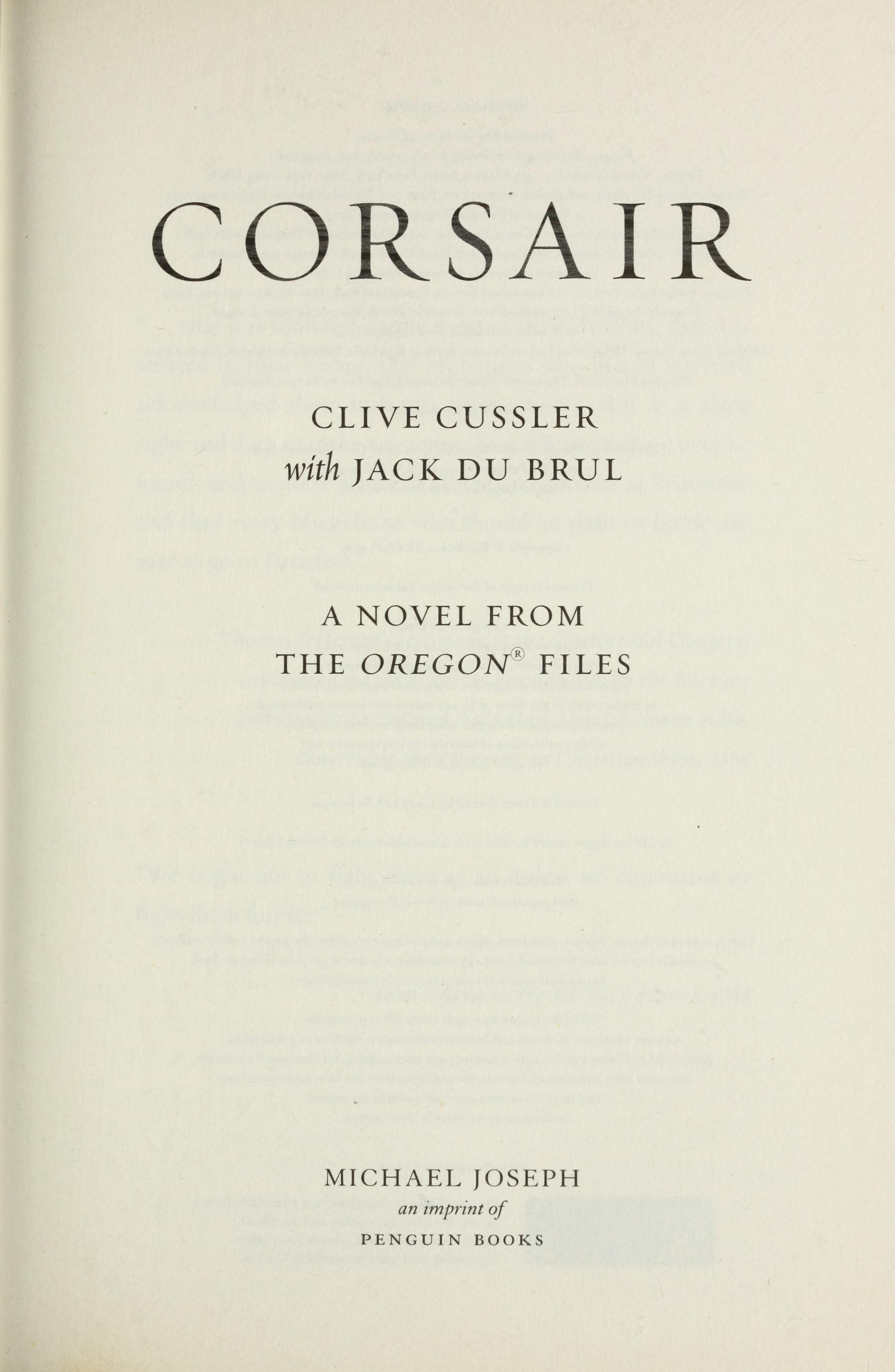 Corsair by Jack B. Du Brul and Clive Cussler, ISBN 9780718154455