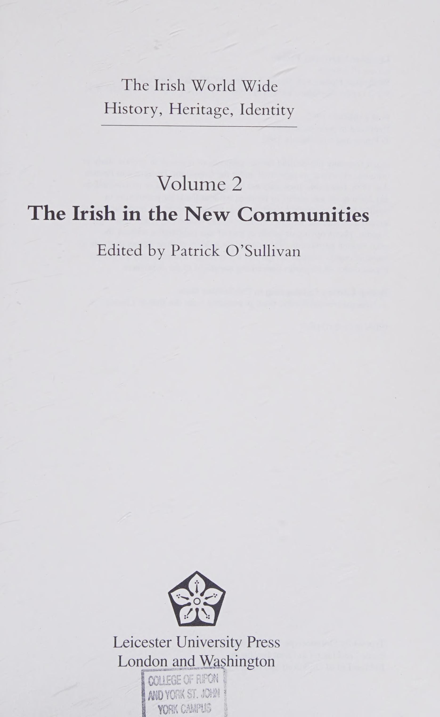 The Irish in the New Communities