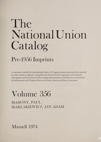 The National Union Catalog, Pre-1956 Imprints