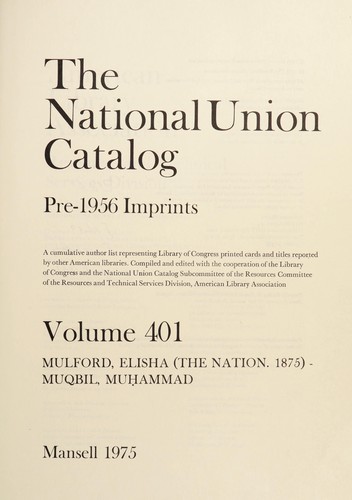 The National Union Catalog, Pre-1956 Imprints