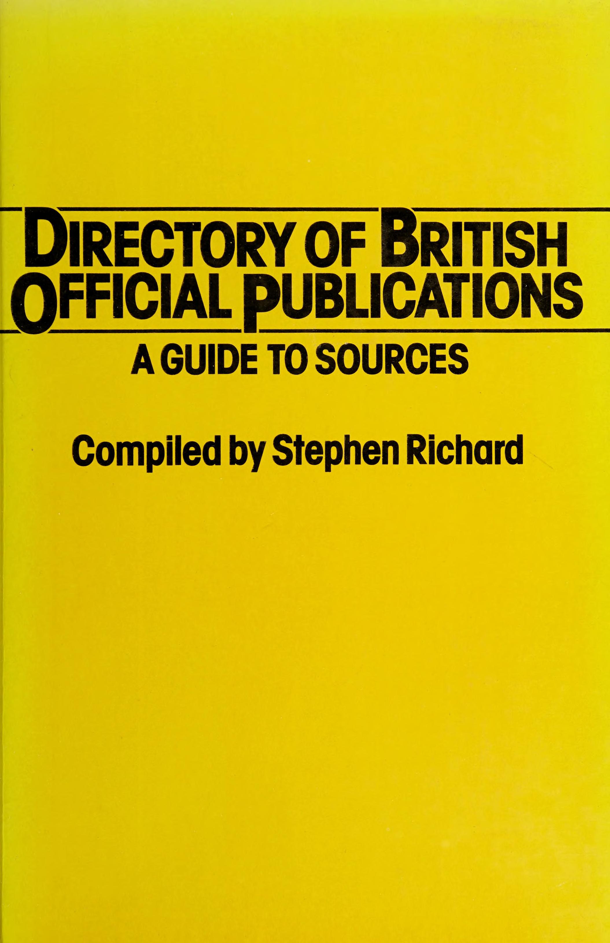 Directory of British Official Publications