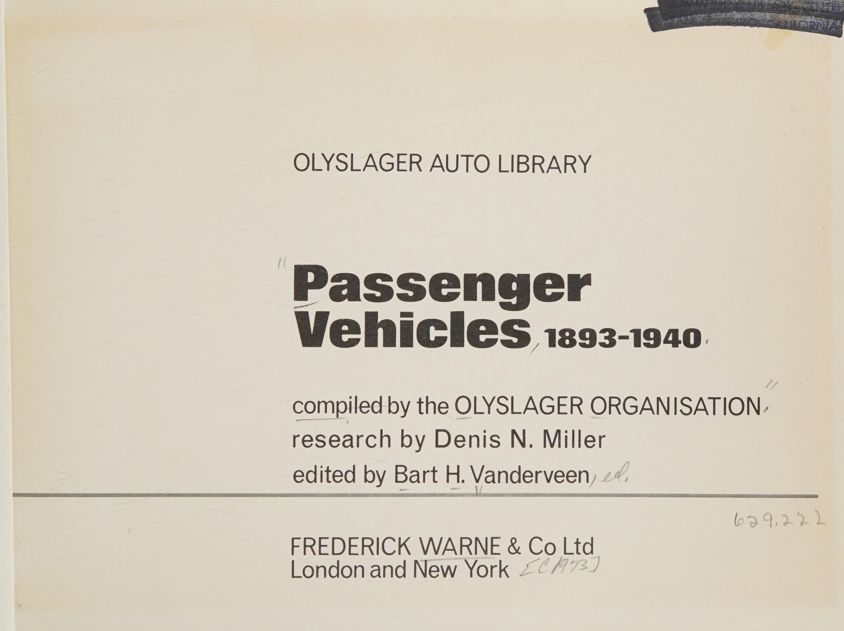 Passenger Vehicles 1893-1940