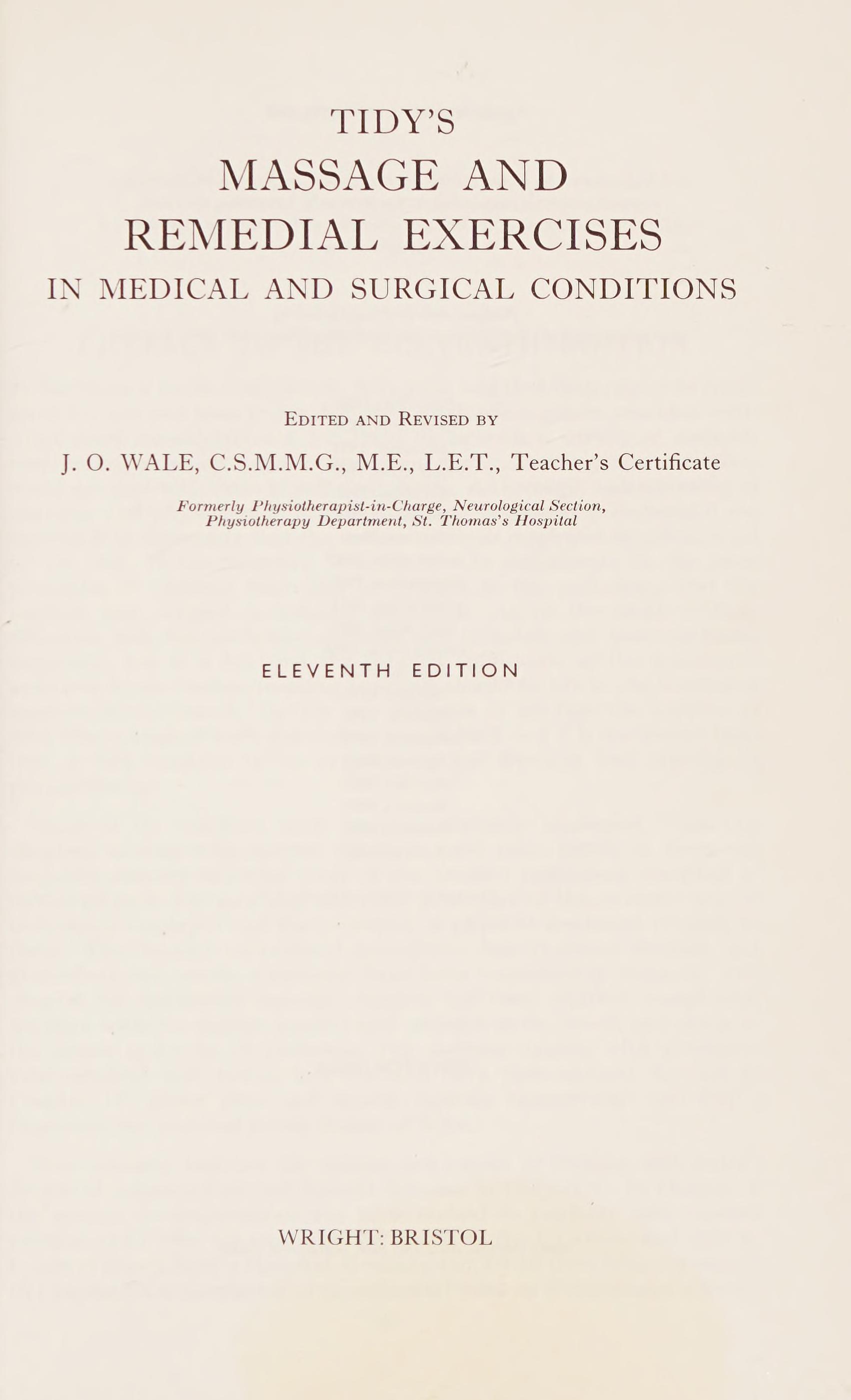 Massage And Remedial Exercises