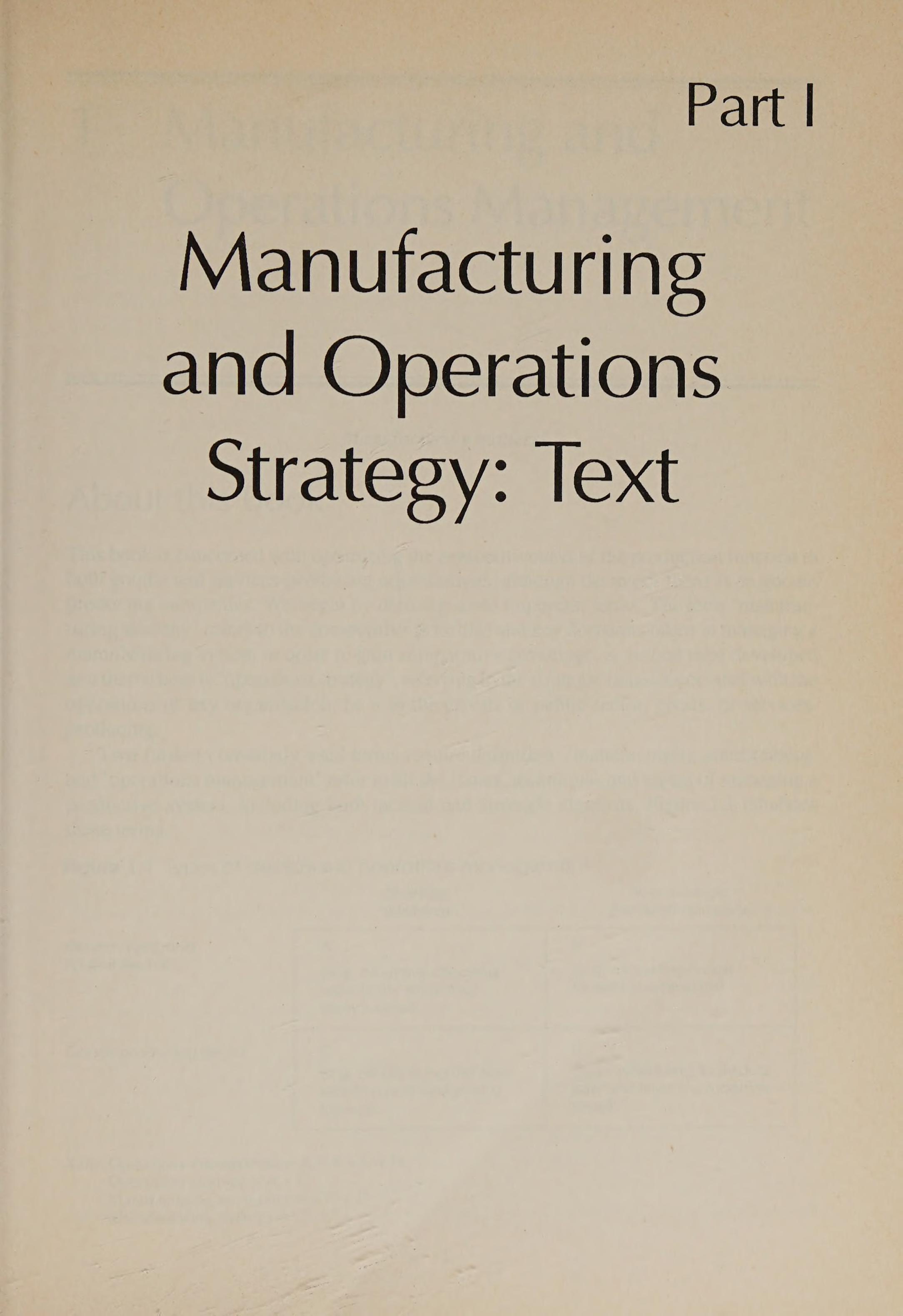 Manufacturing and Operations Strategy by Samson, Danny