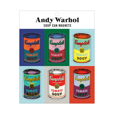 Andy Warhol Soup Can Magnet Set – Artistic Refrigerator Magnets, Includes 6 Colorful Designs from Artist Andy Warhol, Each One Measures 1.25” X 2.25” – Makes a Great Gift for Art Fans