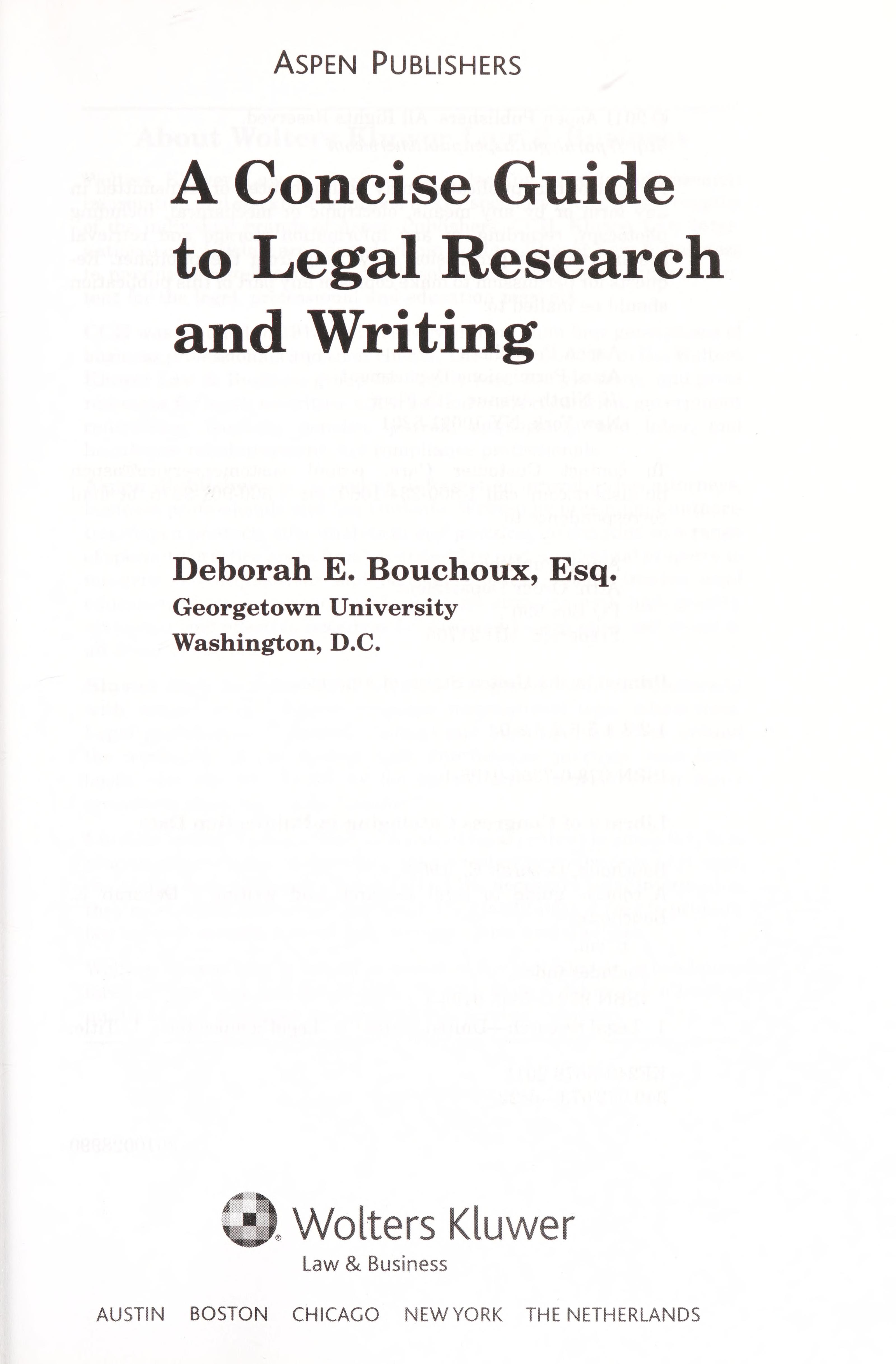 Concise Guide to Legal Research & Writing