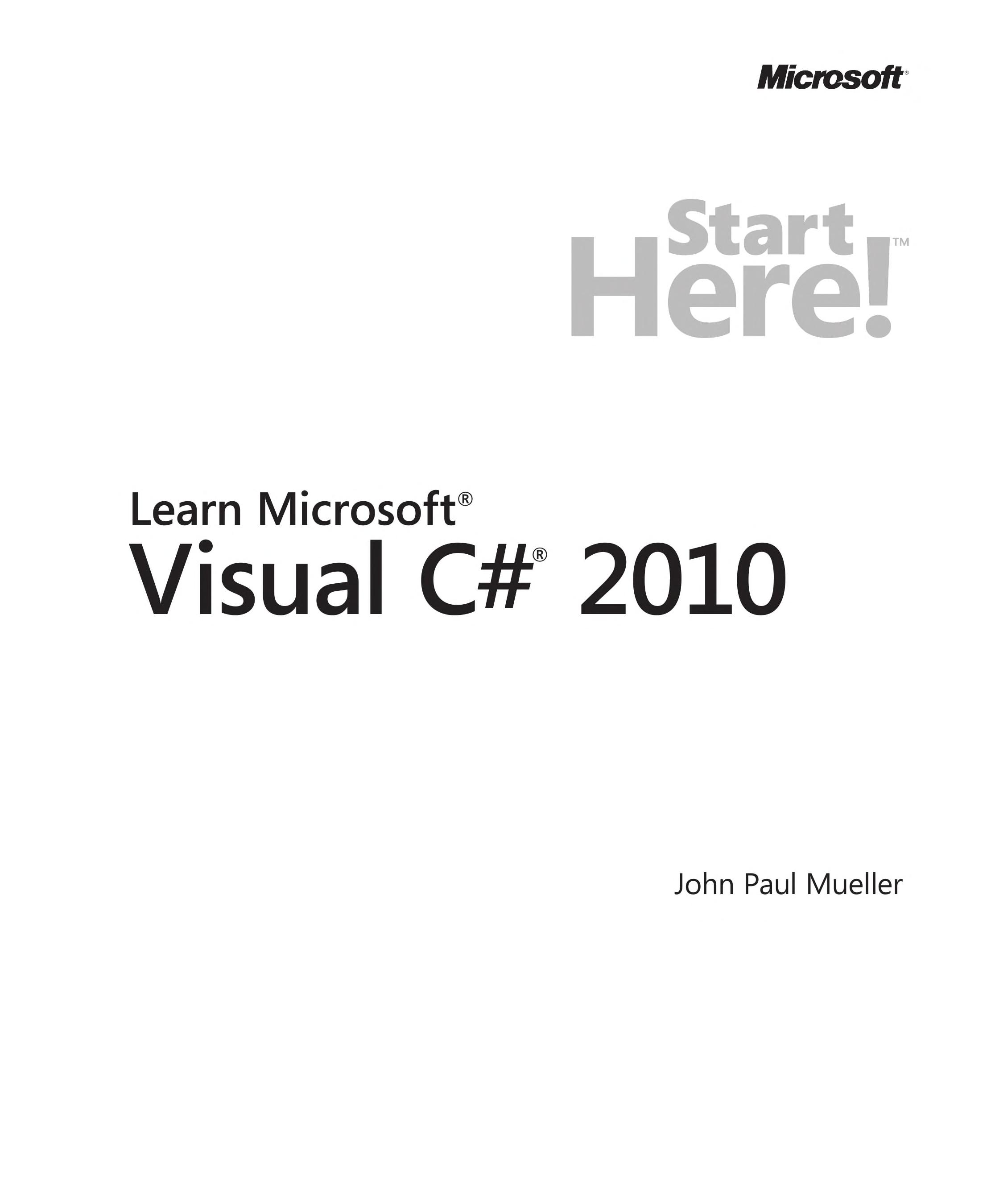 Start Here! Learn Microsoft Visual C# 2010