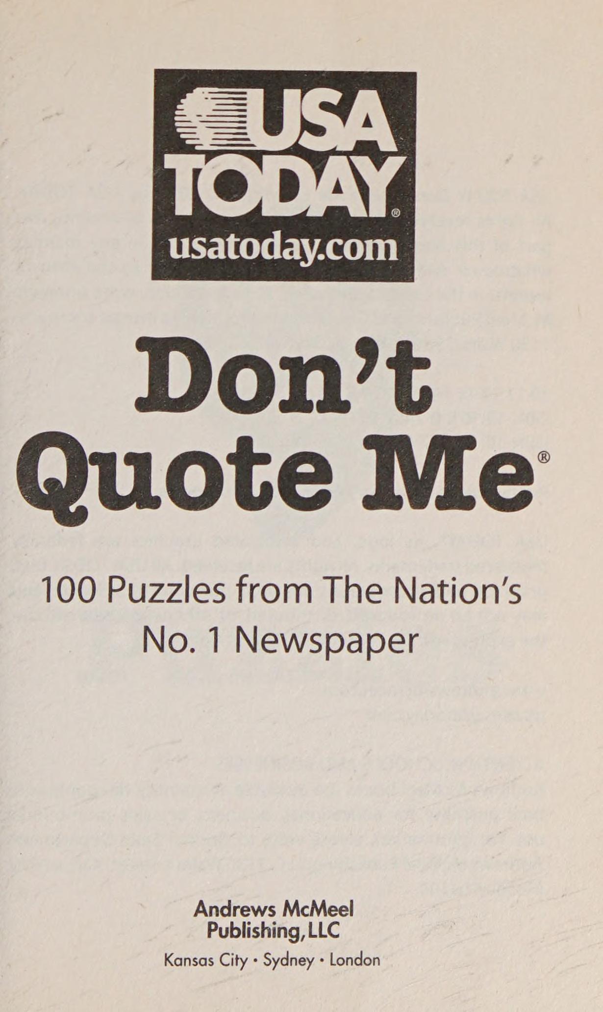 Don't Quote Me