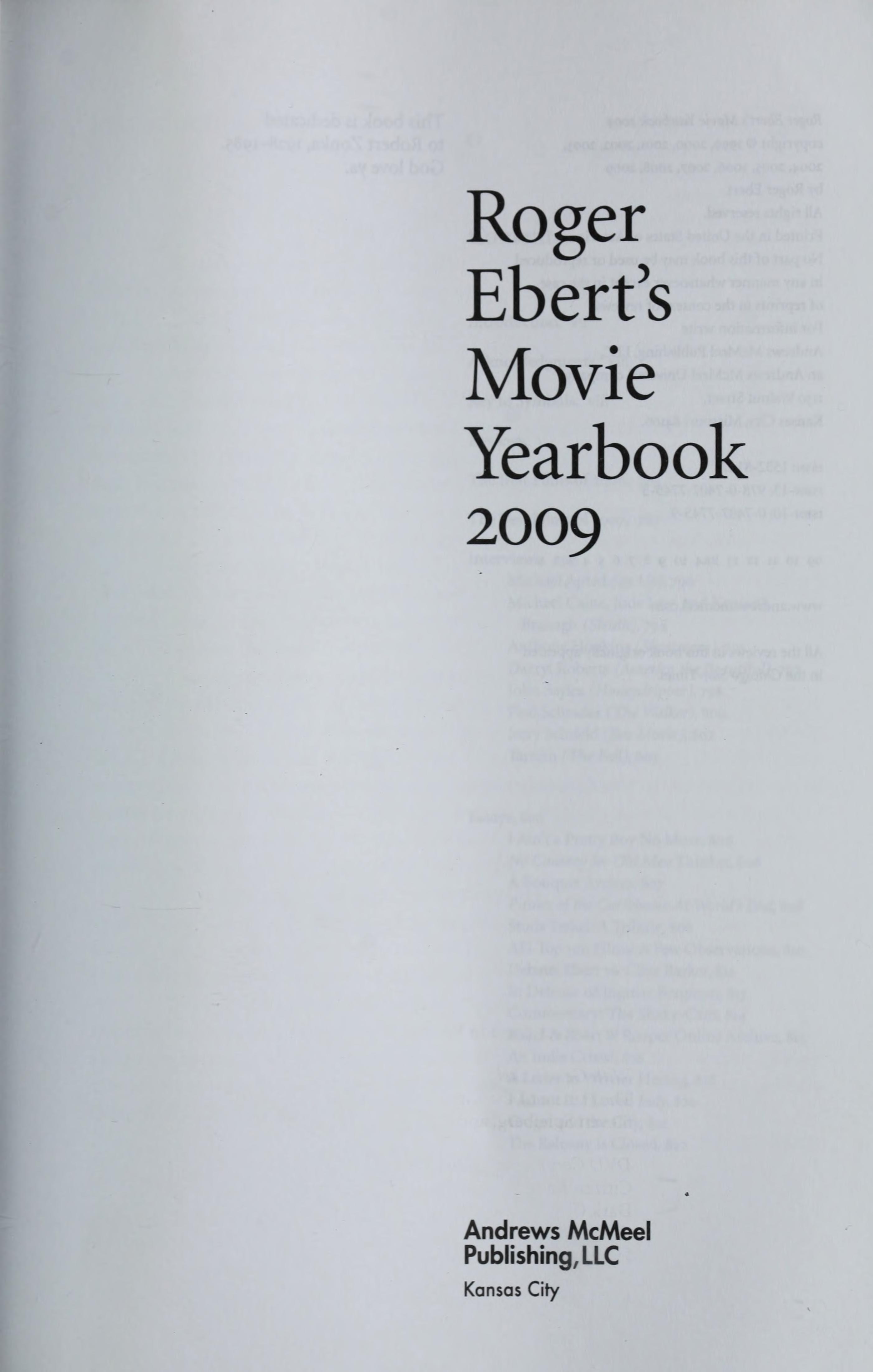 Roger Ebert's Movie Yearbook 2009